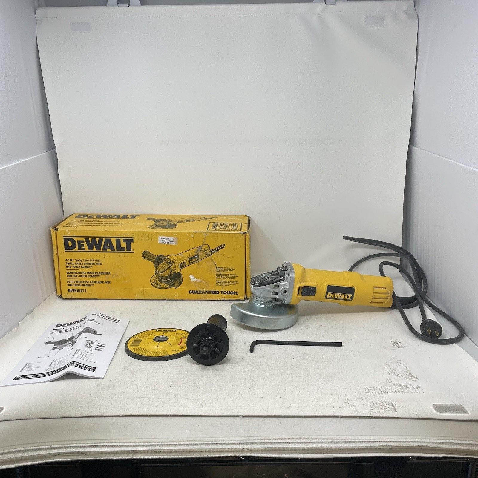 DEWALT DWE4011 Corded Small Angle Grinder w/ One-Touch Guard 4-1/2&Prime;
