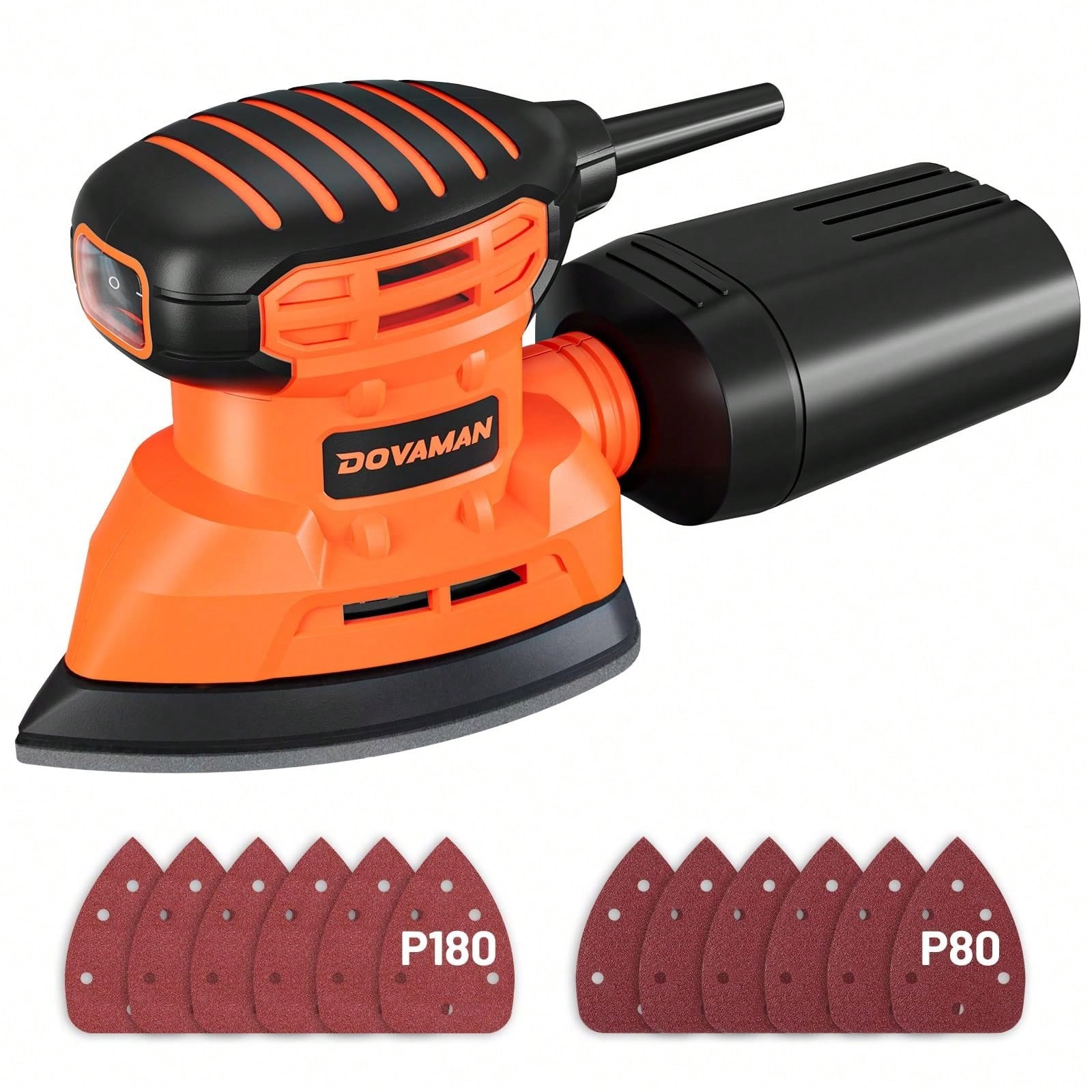 130W Detail Palm Sander 12000RPM Dust Collector 12 Sandpapers