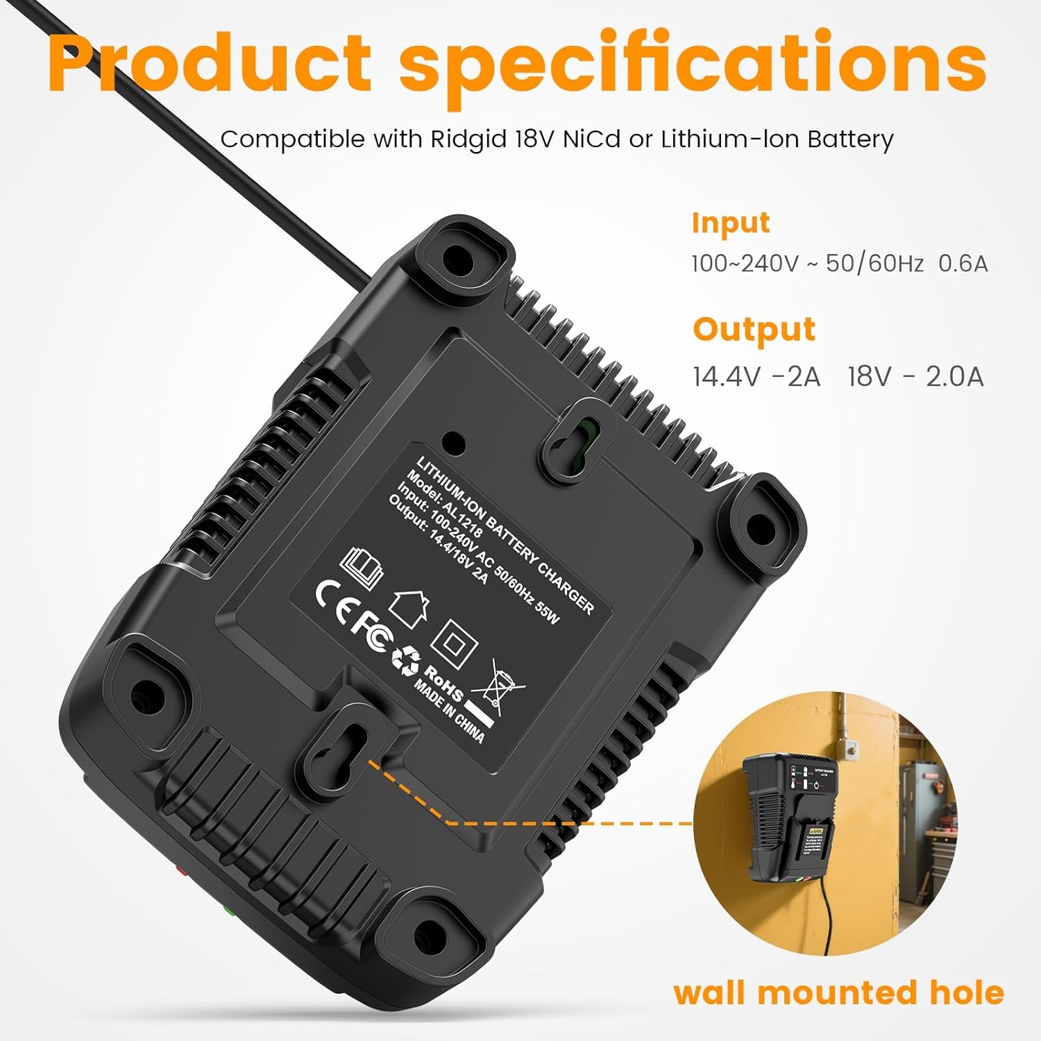 For Ridgid R840085 18Volt 8Ah Lithium Rigid 18V R840087 R840083 Battery+Charger