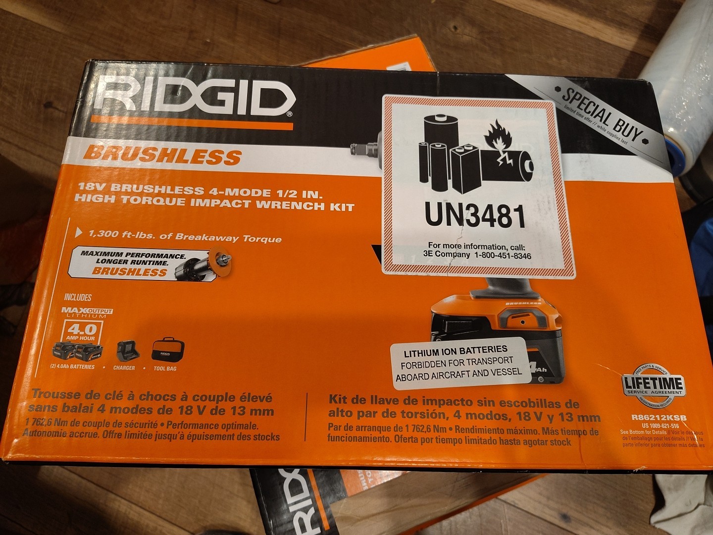 New RIDGID R86212KSB 18V Brushless 4-Mode 1/2&Prime; High-Torque Impact Wrench Kit