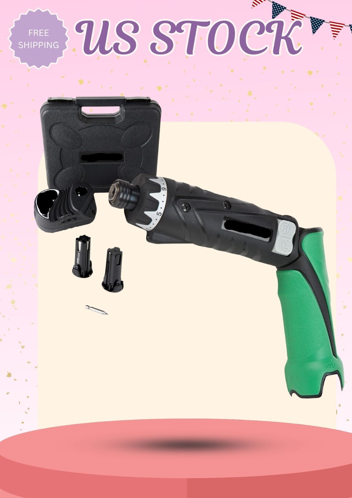 3.6V Lithium Ion Cordless Screwdriver Kit, 2 Batteries, Quick Charger, LED Light