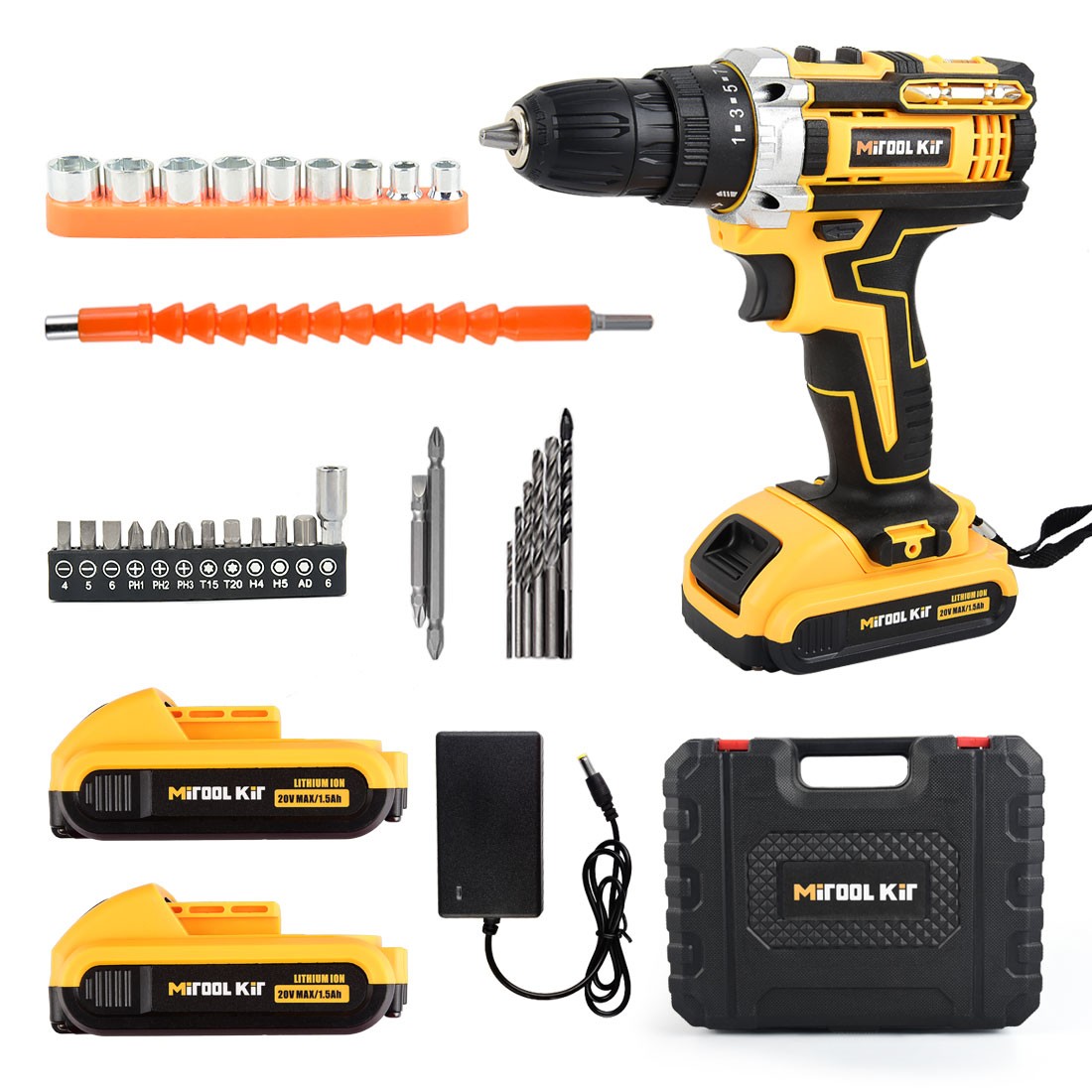 Cordless Drill Driver Kit, 20V MAX ELECTRIC SCREWDRIVER Compact Drill 3 in 1 Set