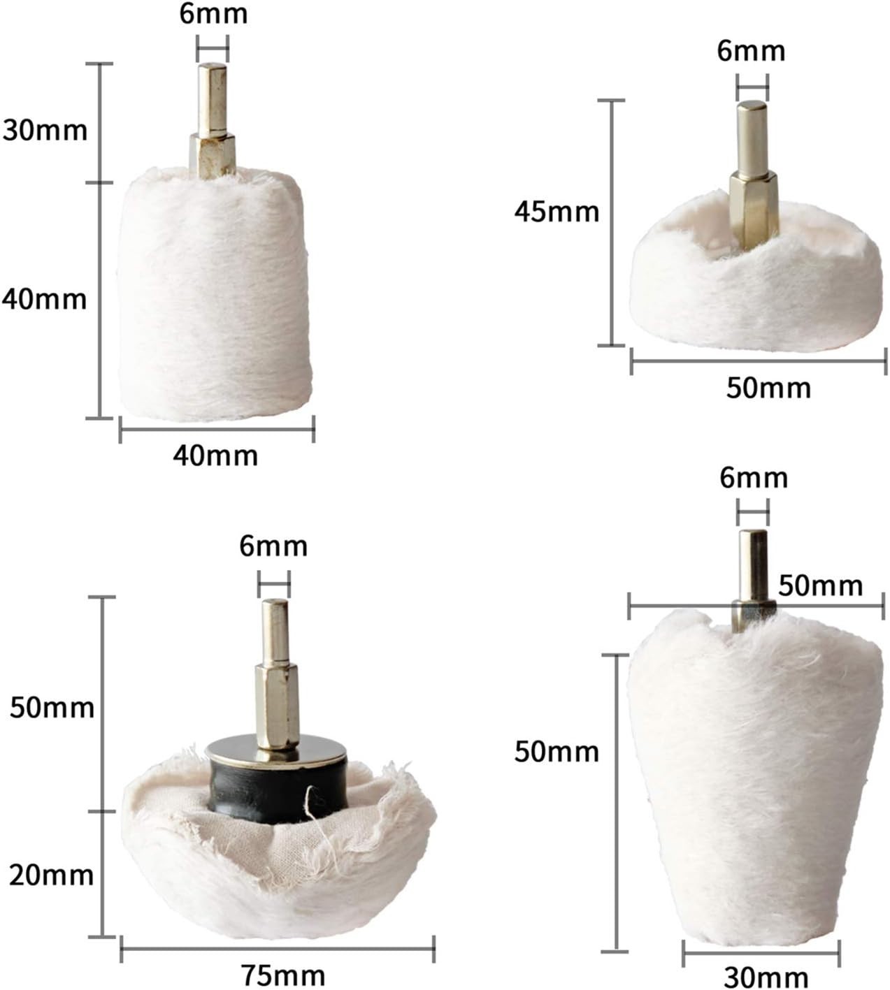Polishing Pad Buffing Wheel Kit 12 Pack for Metal Wood Plastic Ceramic Glass