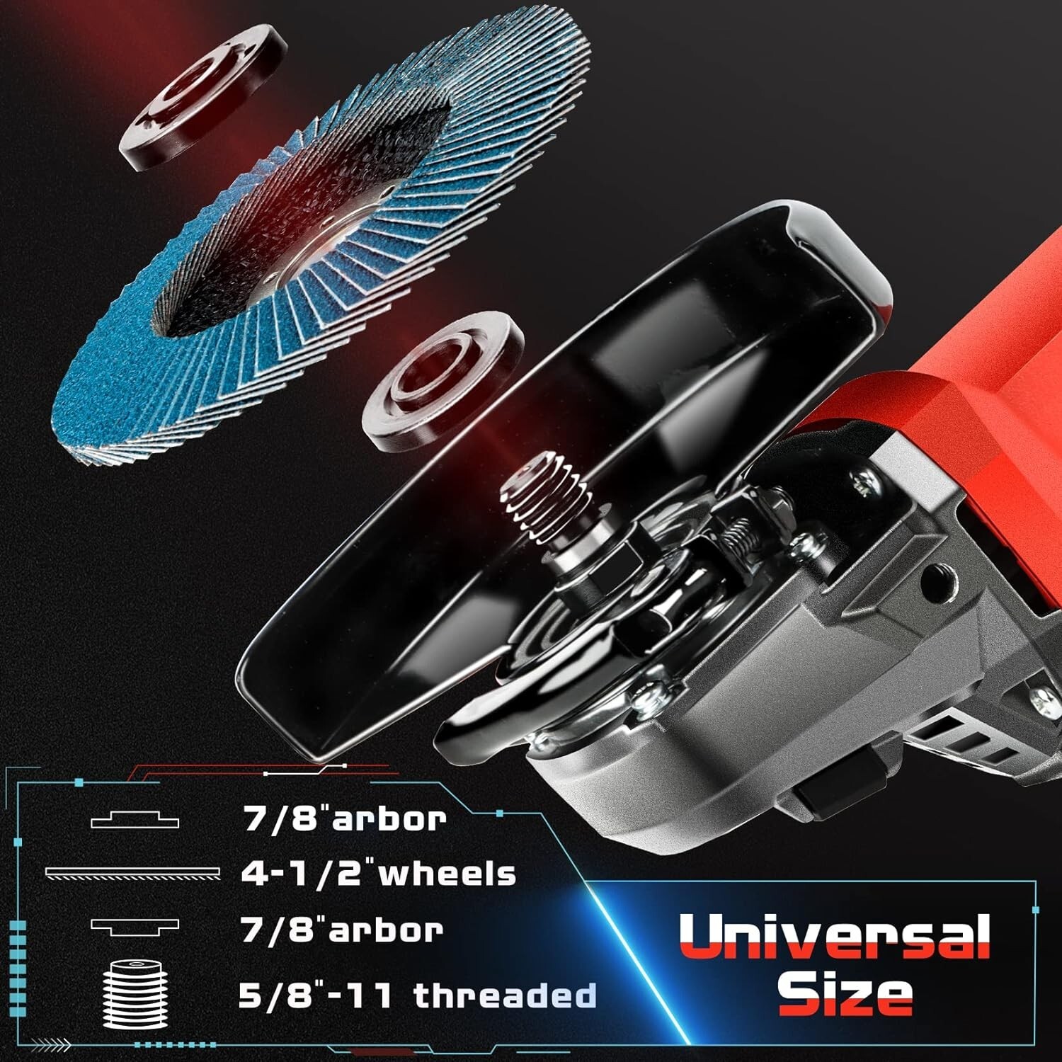 Versatile Metal and Wood Angle Grinder with Universal Size Spindle