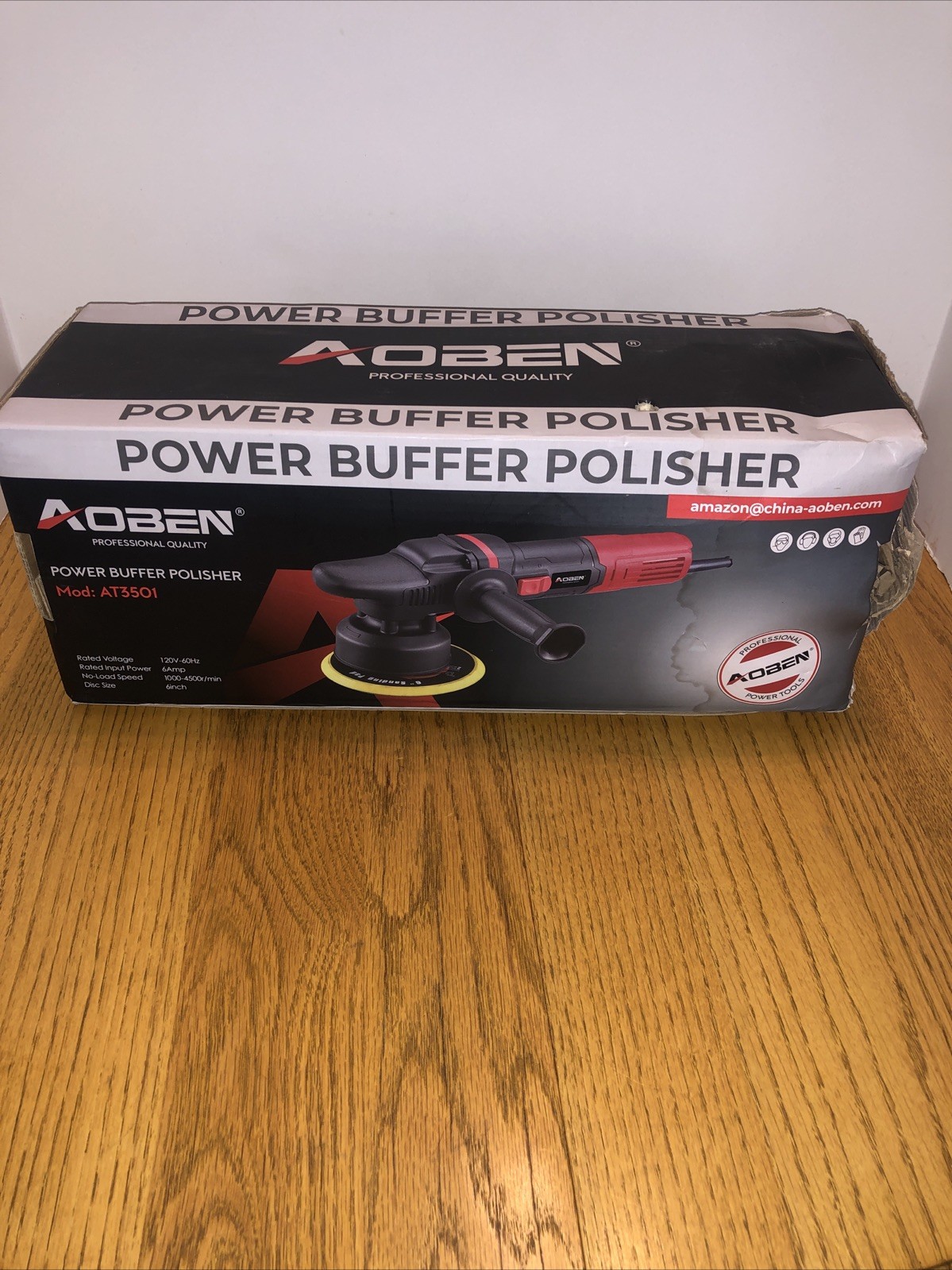 AOBEN AT3501 Buffer & Polisher 6Amp 120V Corded 6in Disc Black/Red Open Box.