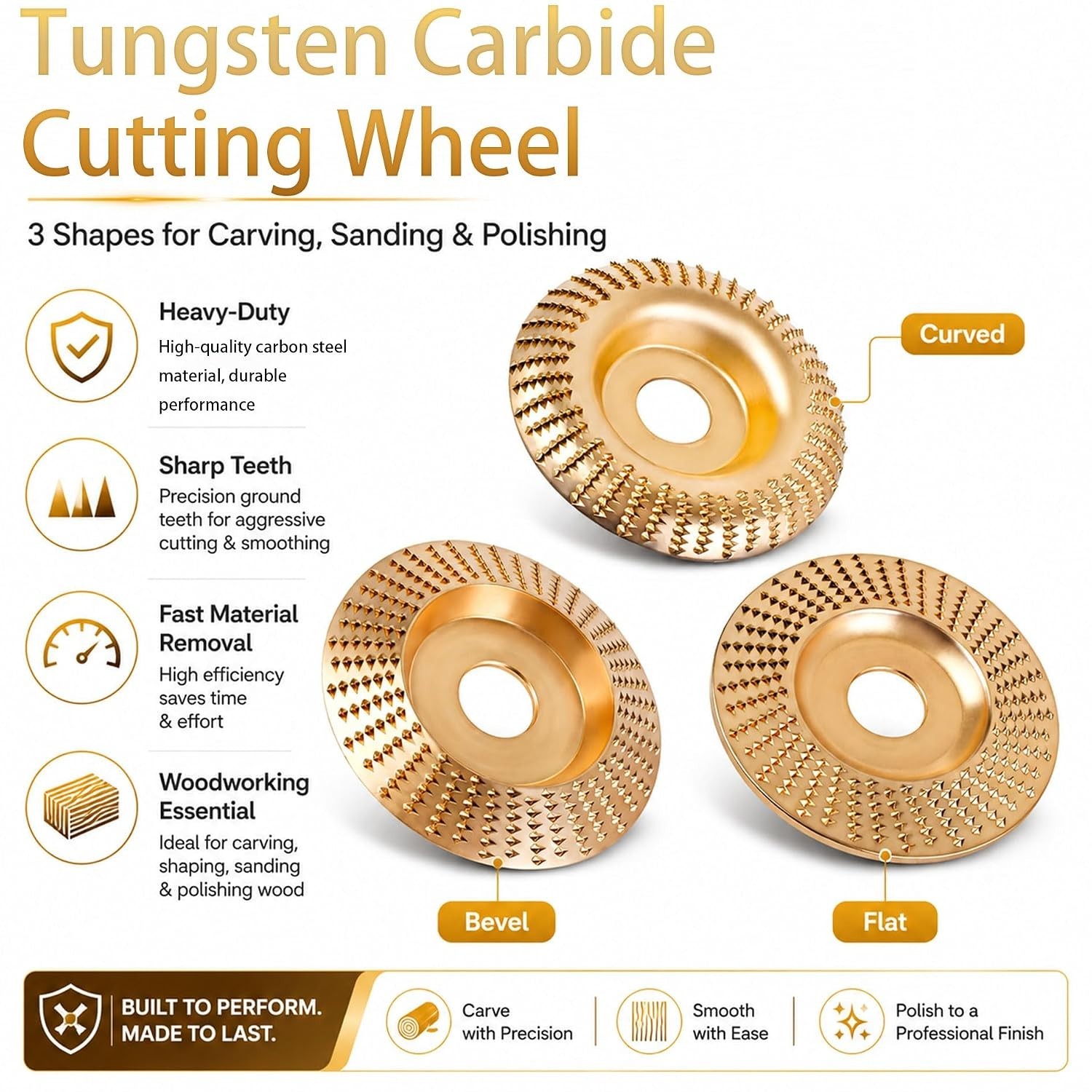 Durable Tungsten Carbide Cutting Wheel Set – 3PCS for Precision Wood Carving