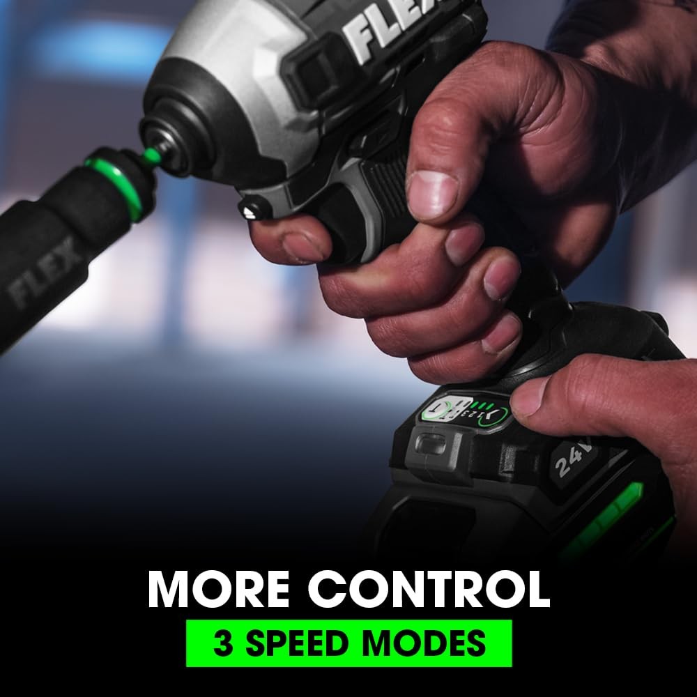Cordless Impact Driver 24V 2500 In Lbs Brushless w 2.5Ah 5.0Ah FLEX FX1371A-2B
