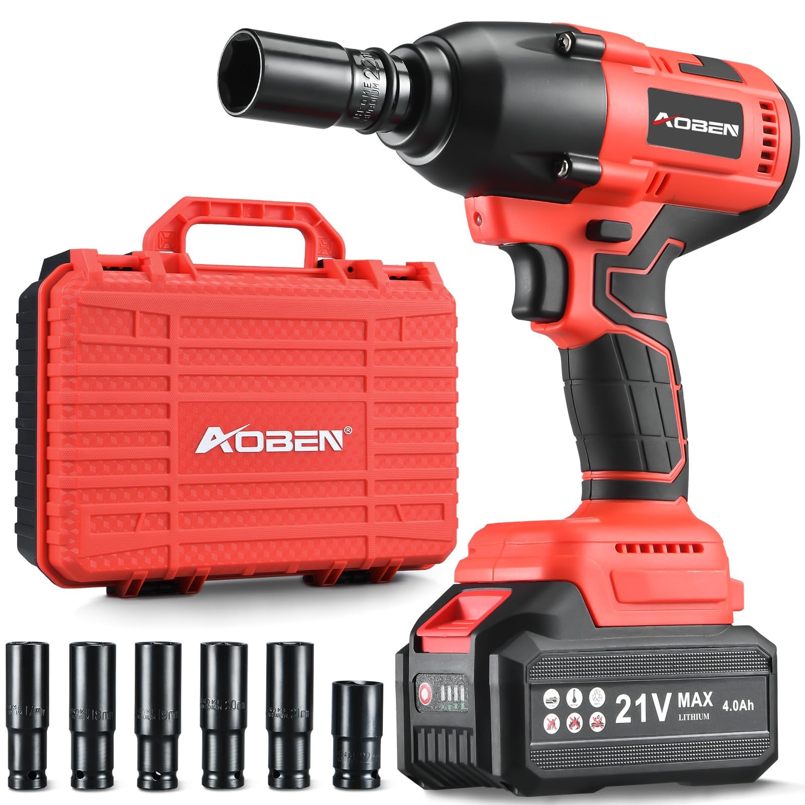 Cordless Impact Wrench 1/2 Inch, Power Impact Gun Kit, Max 600N. M/450Ft-lbs …
