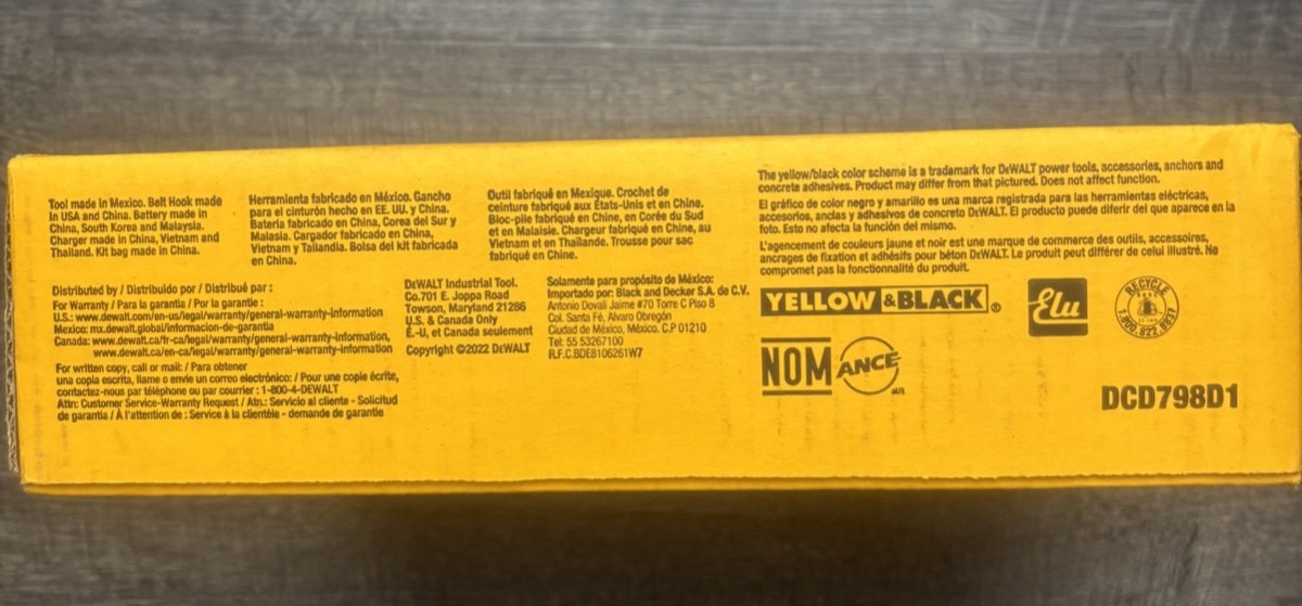 DeWALT DCD798D1 20V MAX Brushless 1/2&Prime; Hammer Drill/Driver Kit 2Ah Battery NEW