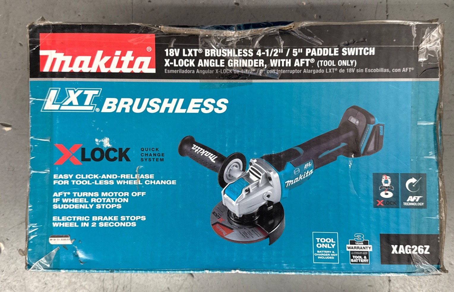 Makita 18V LXT Brushless 4-1/2&Prime; 5&Prime; X-LOCK Angle Grinder w AFT (Tool Only XAG26Z)