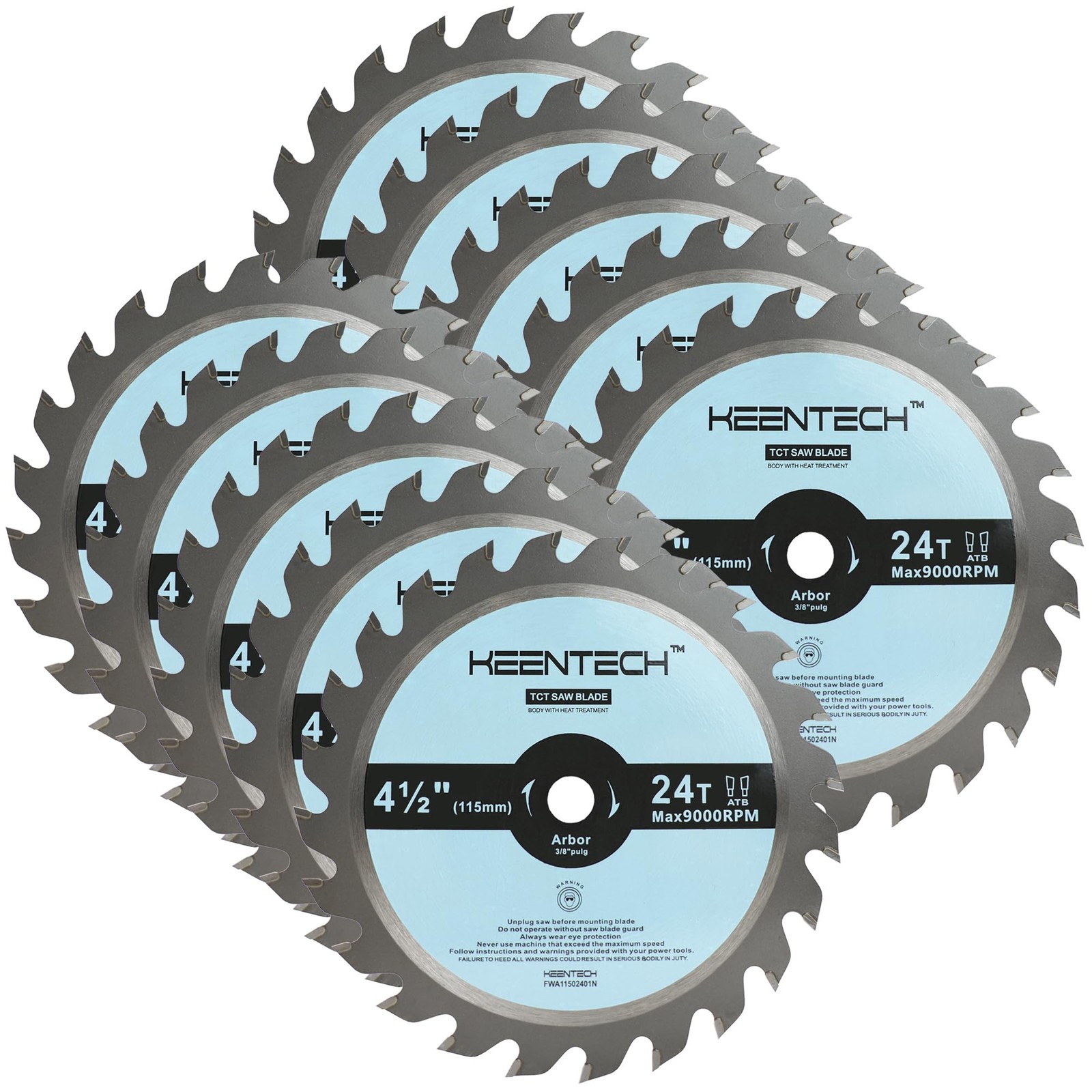 KEENTECH 4-1/2&Prime; 24T TCT Thin Kerf Circular Saw Blade 10-Pack Fast Cut