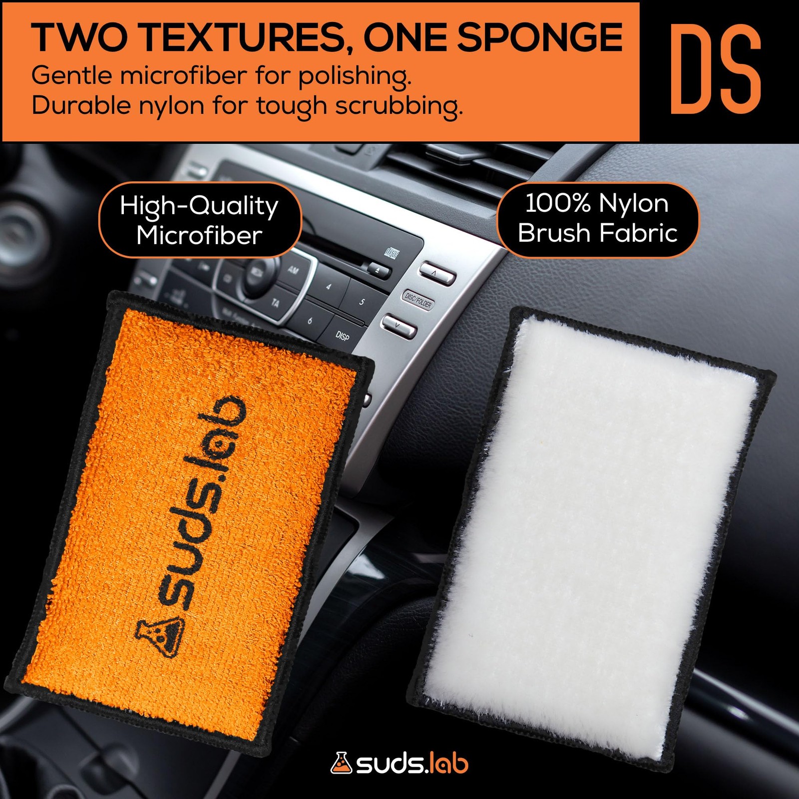 Microfiber Detailing Scrub Pads 2 Pack for Car Interior Cleaning & Care