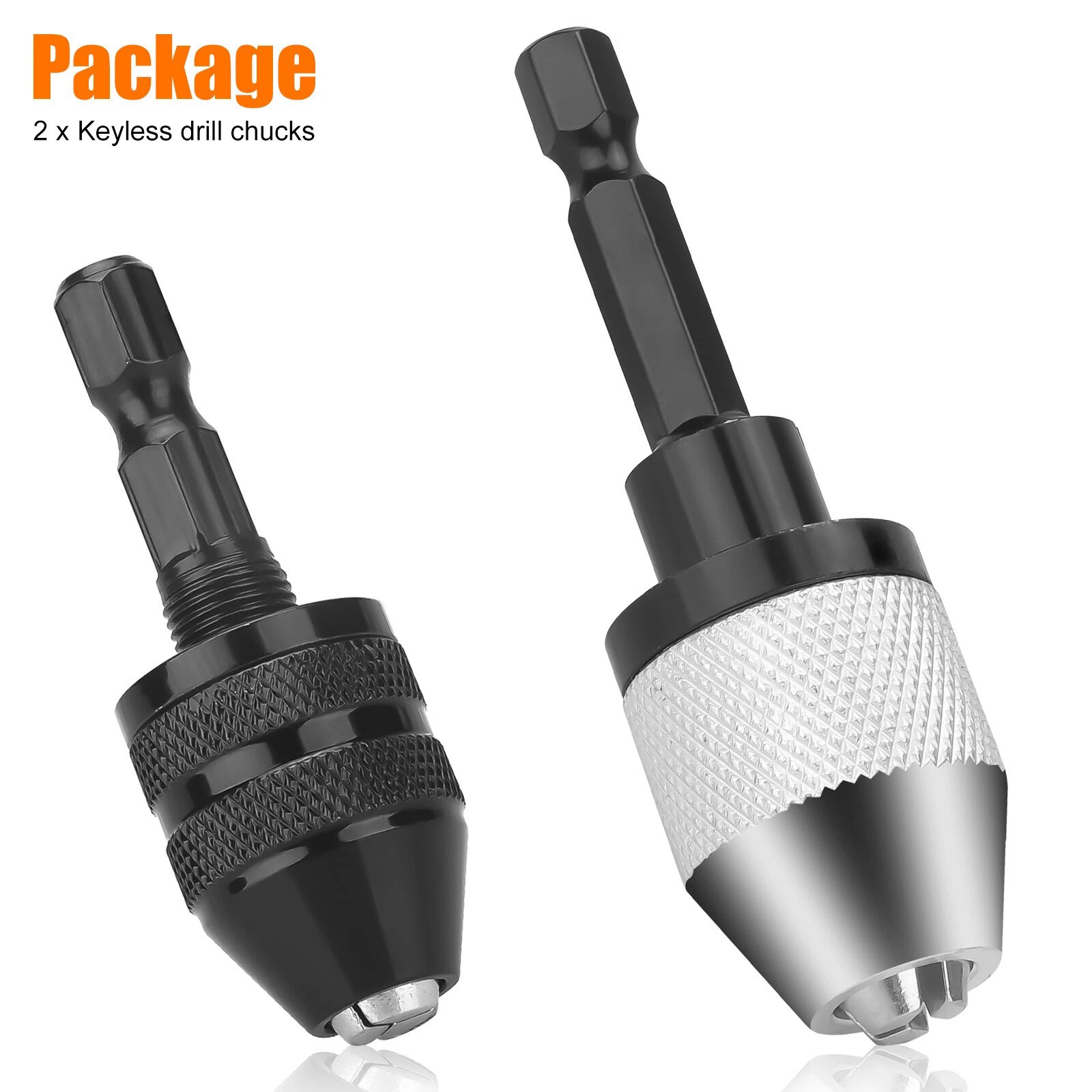 2x Keyless Chuck Adapter 1/4&Prime; Hex Shank For Power Tool Replacement Accessories