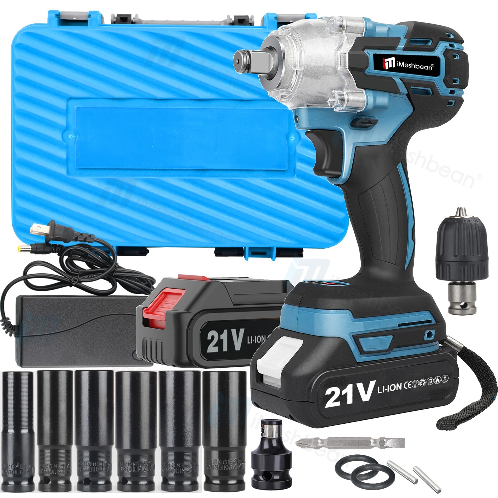 550N.M Cordless Electric Impact Wrench Gun 1/2 » High Power Driver W/ 2 Battery