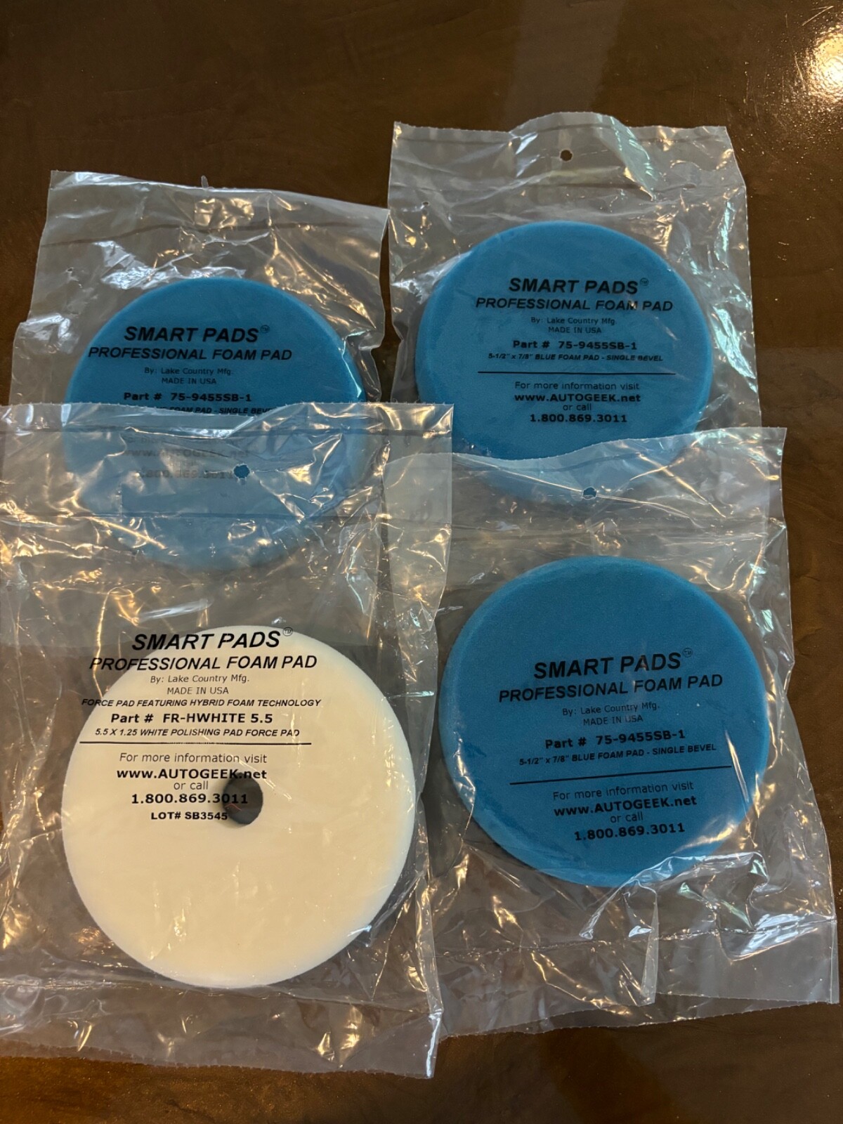 4 Smart Pads Blue White Bufffing Polishing Foam Compounding Lake Country 5.5&Prime; 6&Prime;