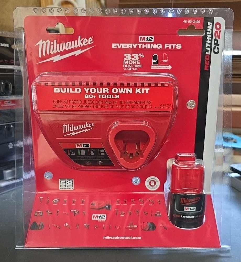 Milwaukee M12 REDLITHIUM Starter Kit w/ a CP2.0 Battery. **Brand New Sealed**