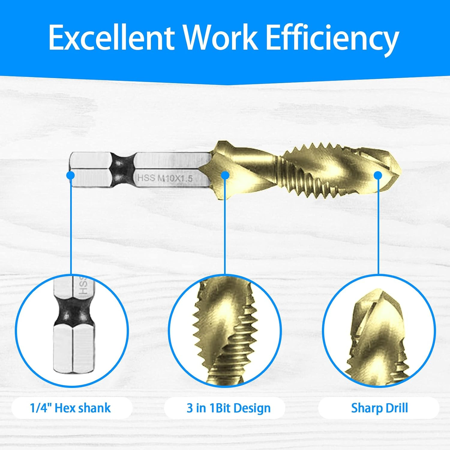 Combination Drill & Tap Bit Set, 6 Pc SAE (6-32NC ~ 1/4-20NC) and 6 Pc Metric (M