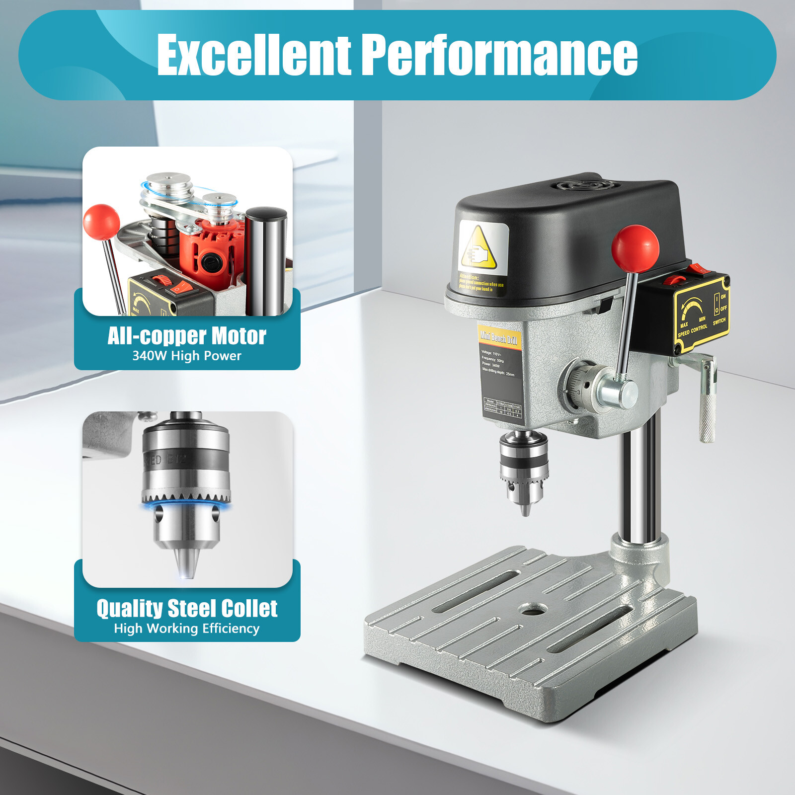 Portable Drill Press Electric Mini Drill Press Bench Small Benchtop Drill Press