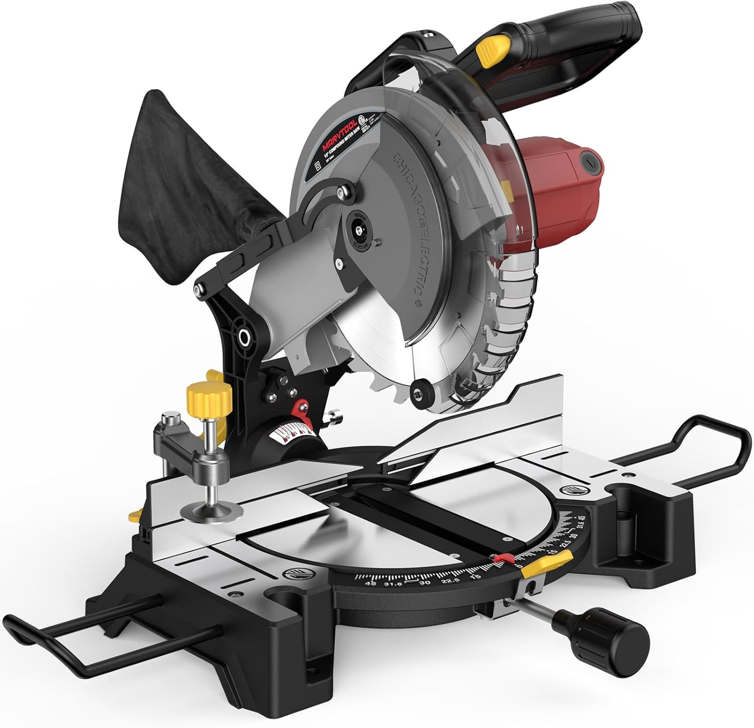 10-Inch Compound Miter Saw, 5000RPM, 15 Amp, Single Bevel 0-45° with Extension T
