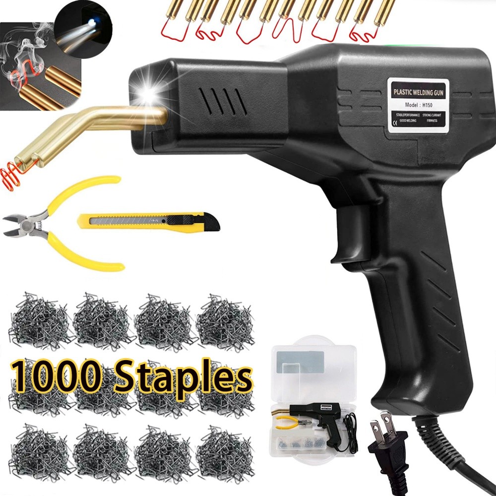 Car Bumper Fender Fairing Welder Gun Plastic Repair 1000 Staples Hot Stapler Kit