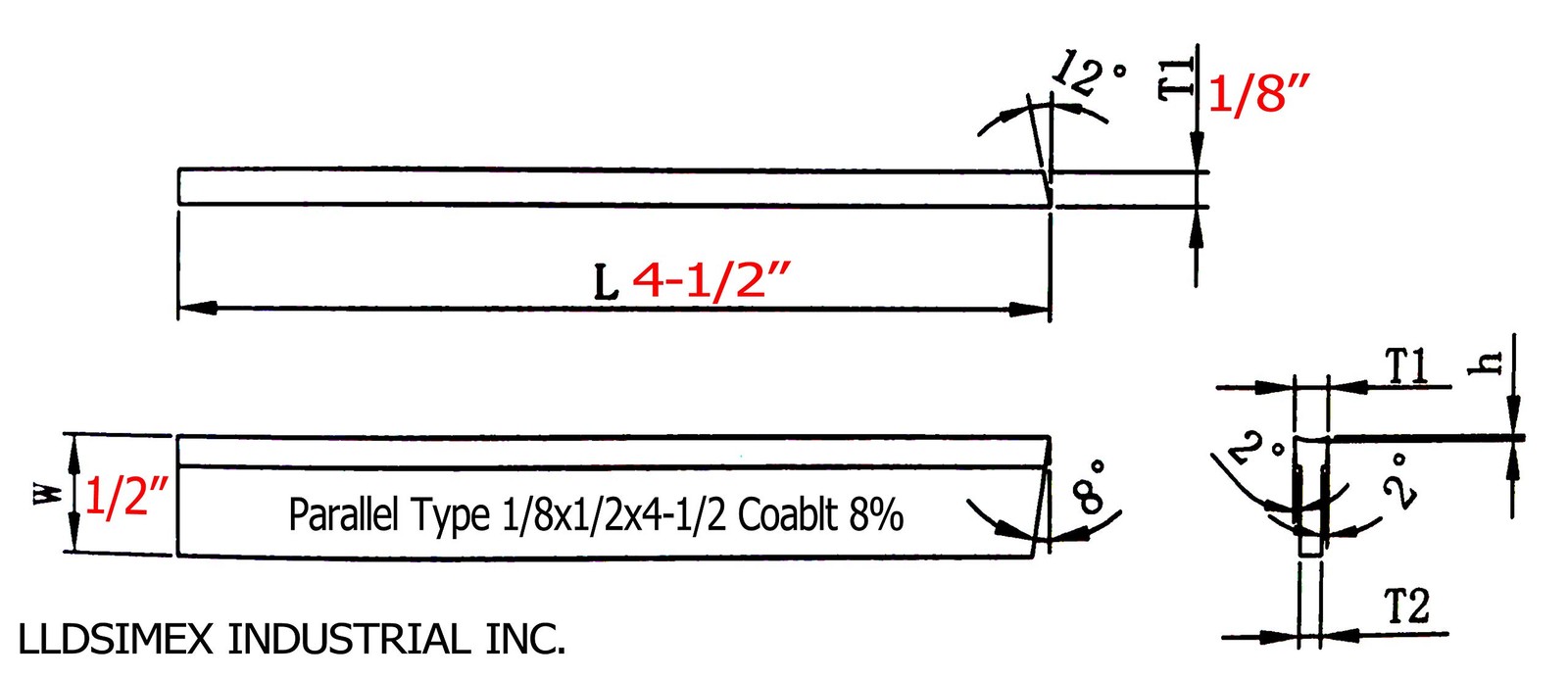 LLDSIMEX Set of 2 8% Cobalt 1/8&Prime; x 1/2&Prime; x 4-1/2&Prime; for 1/8×1/2×4-1/2, Silver