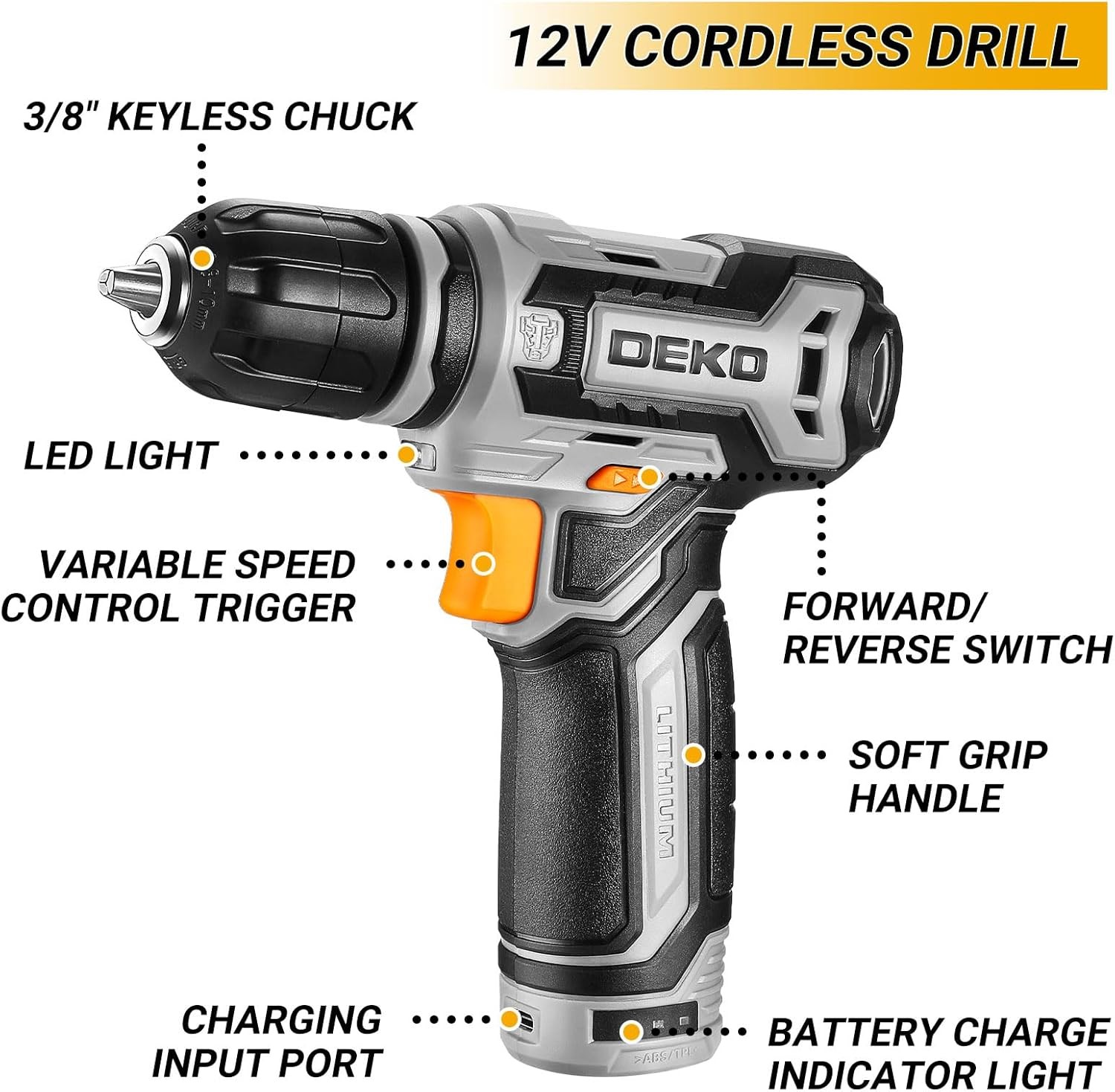 12V Cordless Drill Tool Kit Box Home Repair Combo Set w Organizer Case