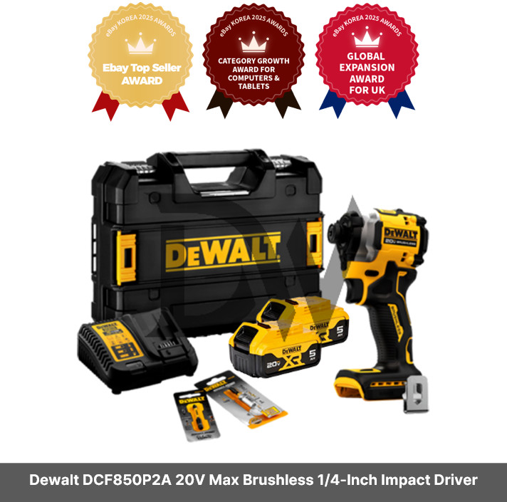 Dewalt DCF850P2A 20V Max Brushless 1/4-Inch Impact Driver/2 Battery+Charger+Case