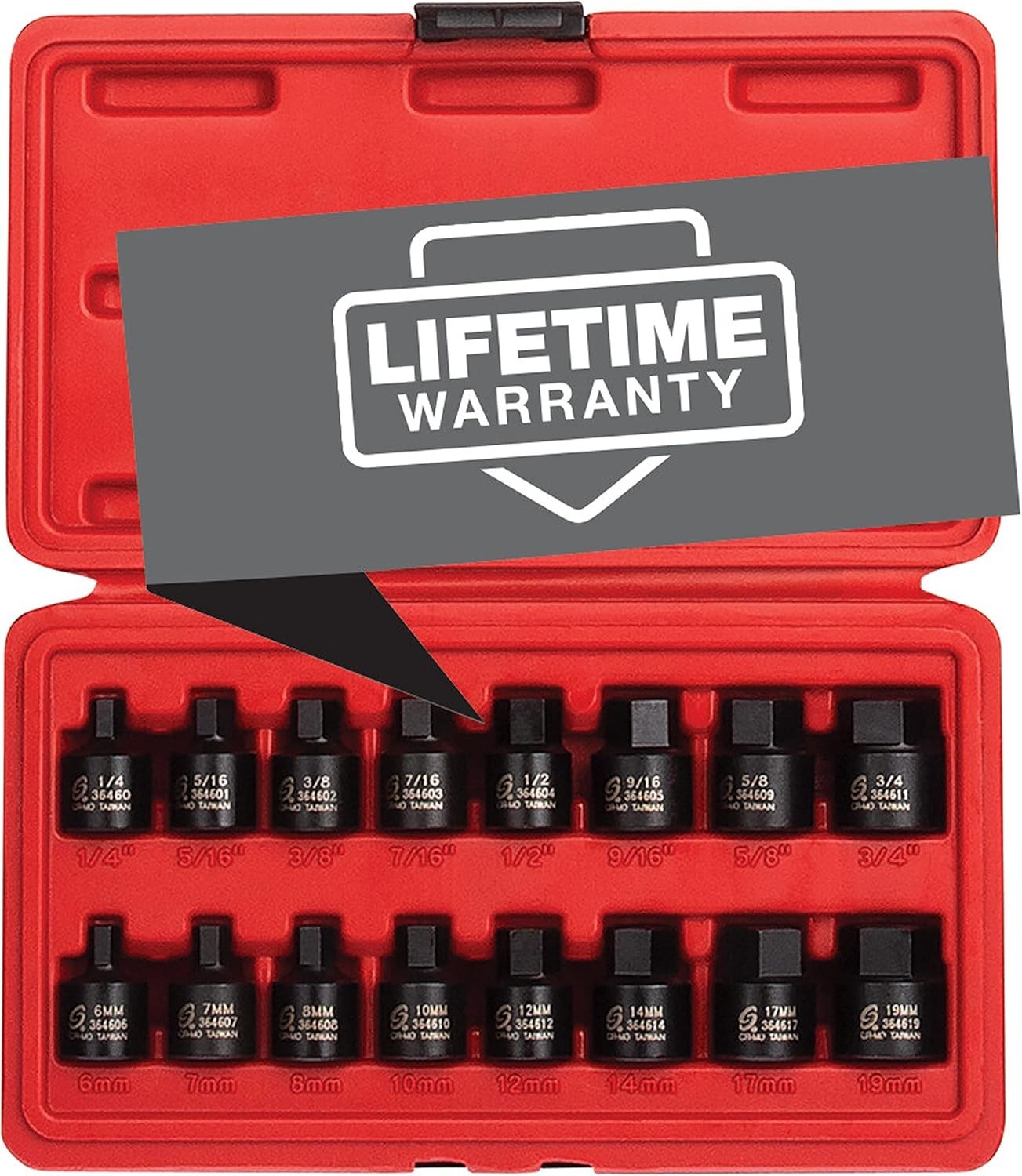 Sunex 3646 16-Piece Low Profile Impact Hex Driver Set – SAE/Metric, Cr-Mo Steel