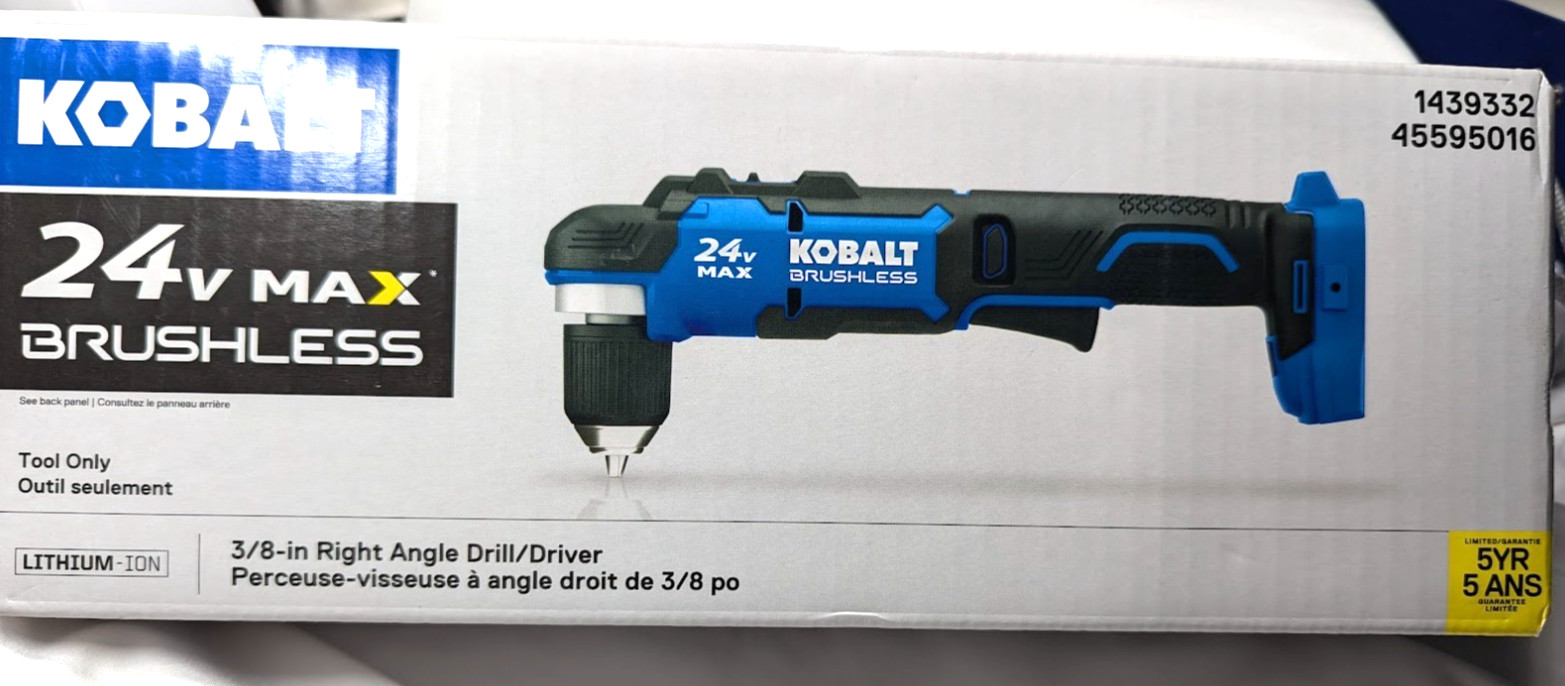 Kobalt 24V Volt MAX Brushless 3/8&Prime; RIGHT ANGLE DRILL / DRIVER KRAD 524B-03 NEW!