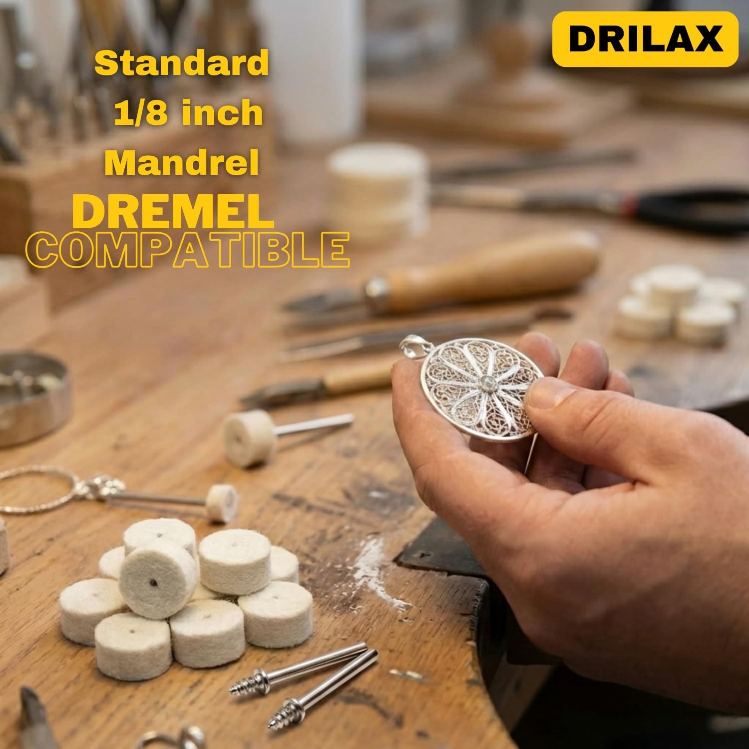 Superior 100 Pc Felt Buffing Wheel Set – Thick Mandrels for Professional Finish