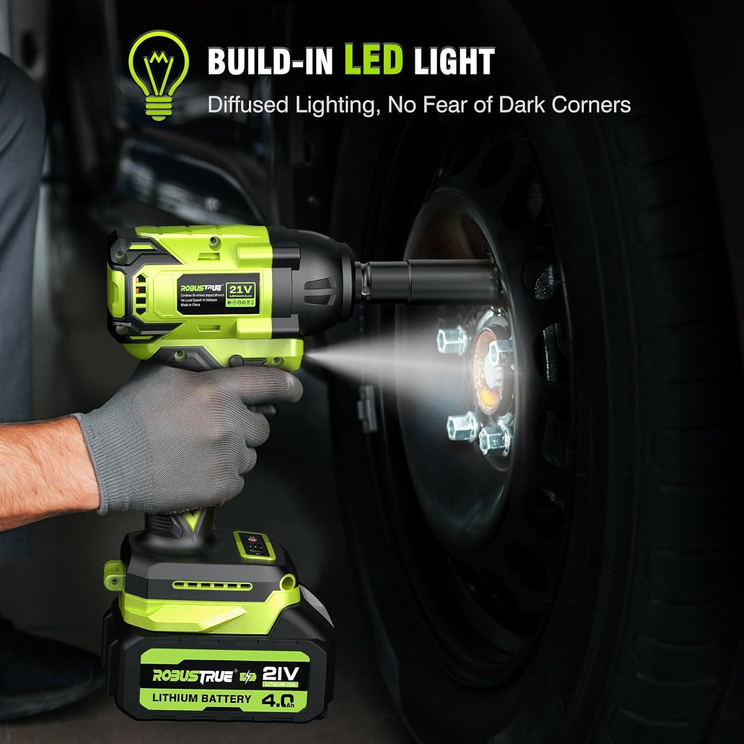 Cordless Electric Impact Wrench Gun 1/2 » High Power Driver w/ 2 Li-ion Battery