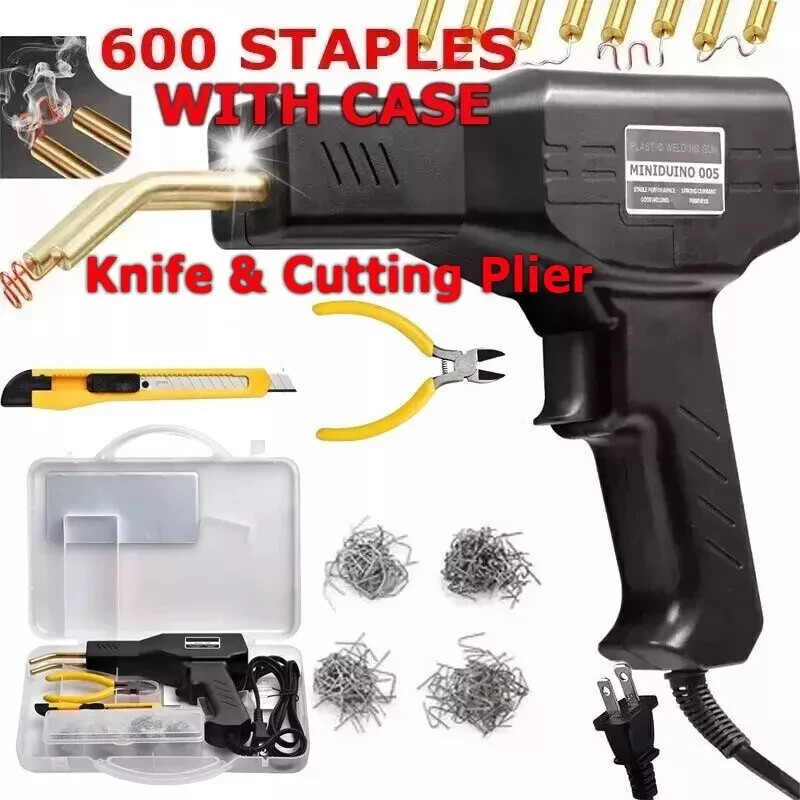 Hot Stapler Car Bumper Fender Fairing Welder Gun Plastic Repair Kit +600 Staple