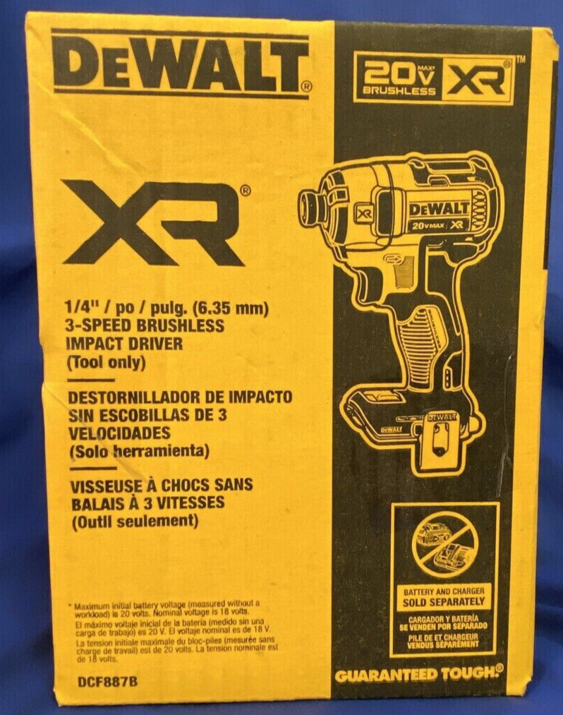 DEWALT DCF887B 20V MAX XR BL Li-Ion 1/4 in. 3-Spd Impact Driver (Tool Only) New