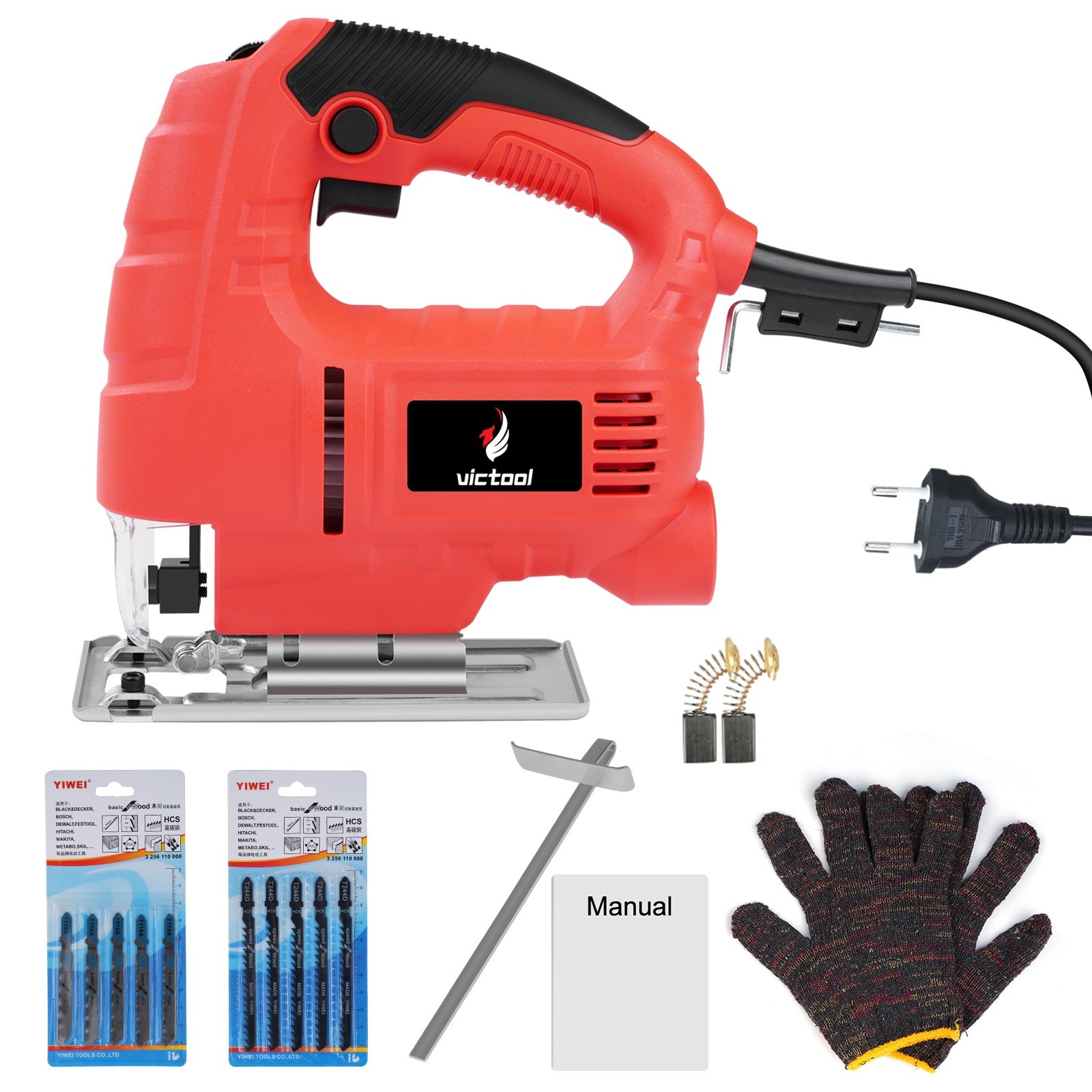 110V Corded Jigsaw Tool 2800RPM 45° Bevel Cut Laser Handheld Power Saw US Plug