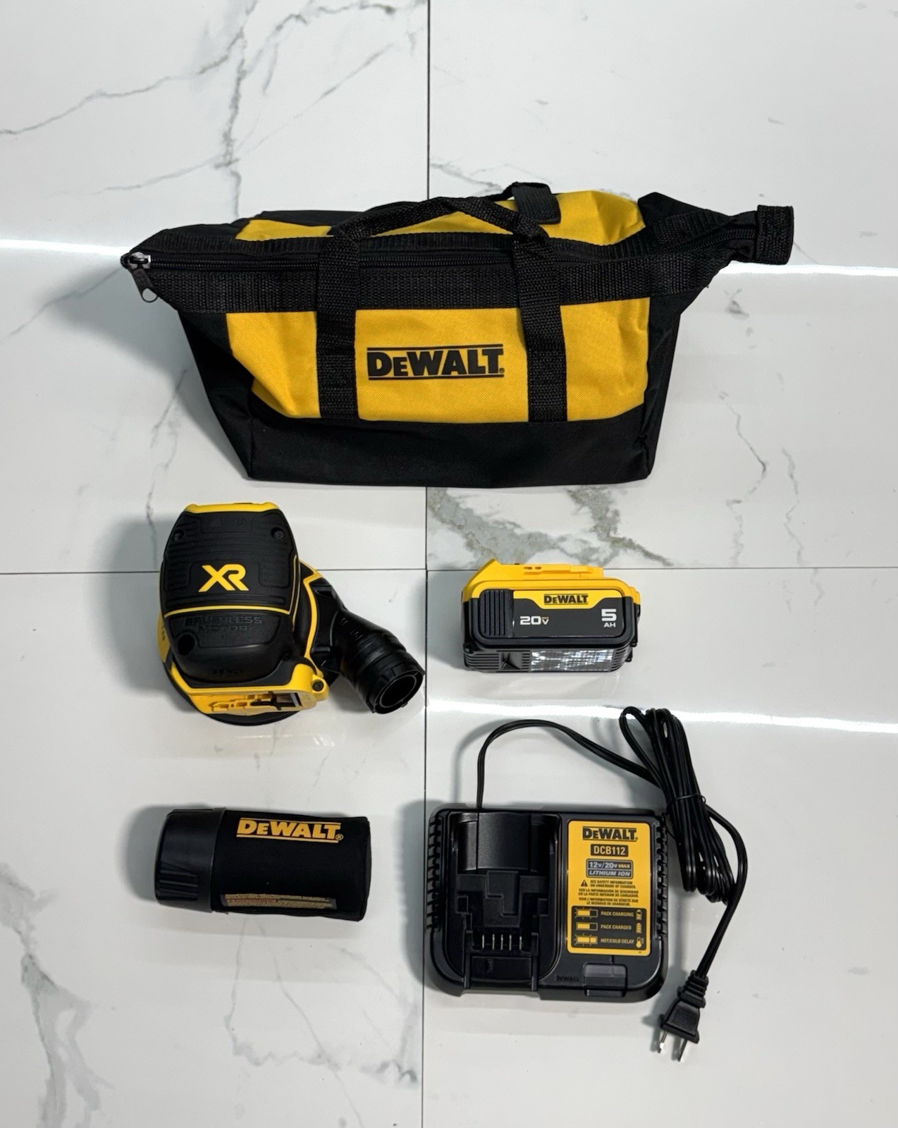 NEW DeWALT DCW210P1 20V 5&Prime; Brushless Random Orbital Sander Kit with 5 AH Battery