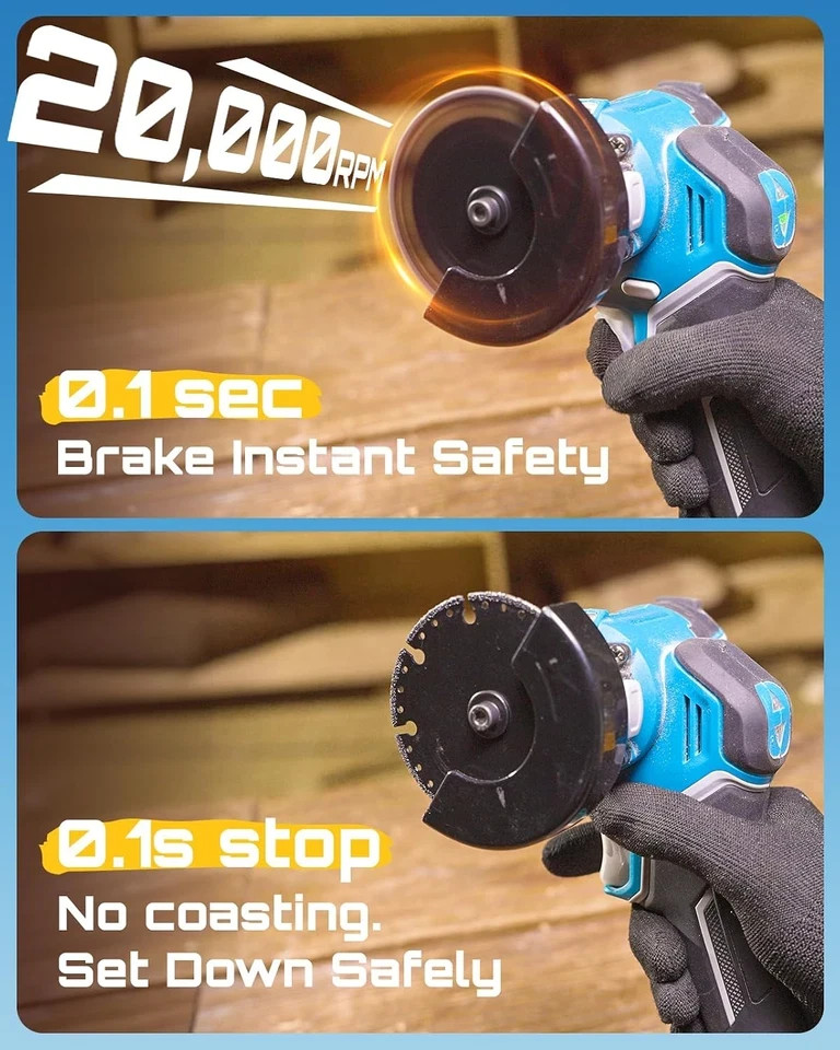 21V Brushless 3&Prime; Cordless Cut-Off Tool with 2x 4.0Ah Batteries, 20000 RPM