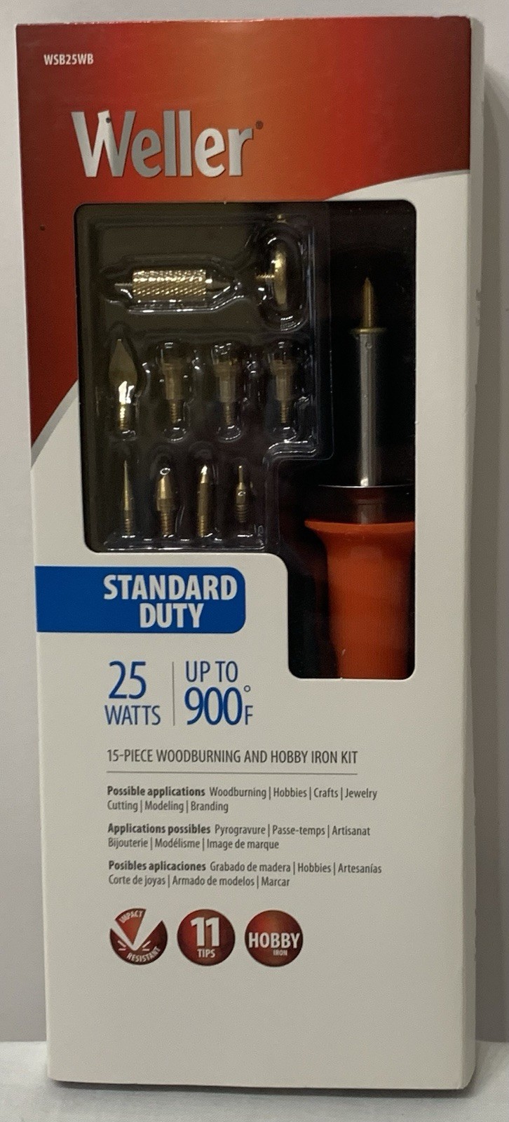 Weller Standard Duty 15-pc Woodburning & Hobby Iron Kit 25 Watts Up To 900°F NEW