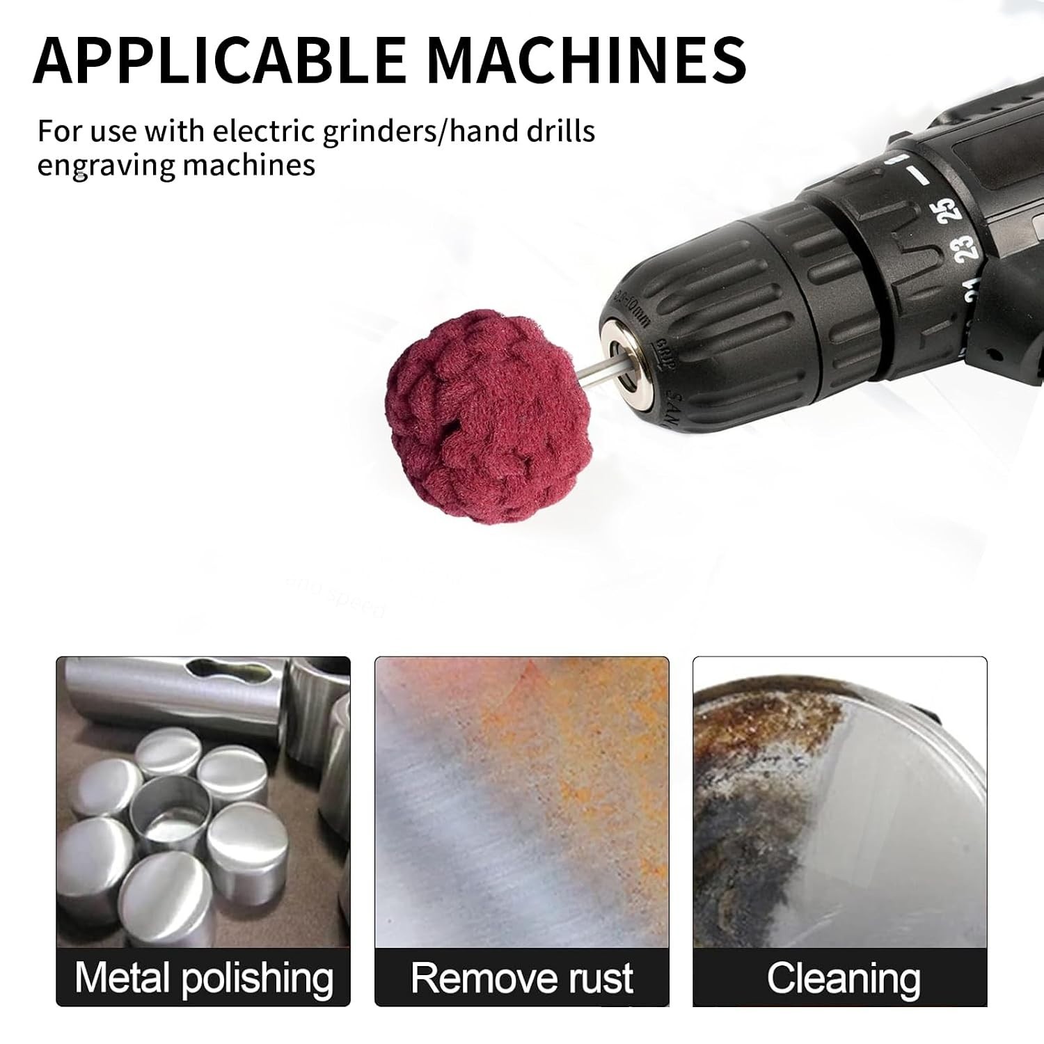 Abrasive Buffing Wheel Drill Kit 6pcs Non Woven Polishing Pads Set