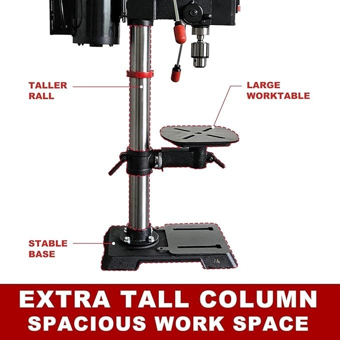 BUCKTOOL 12 » 6 Pole Motor Variable Speed Bench Drill Press 360–2000RPM,DP12VL-2