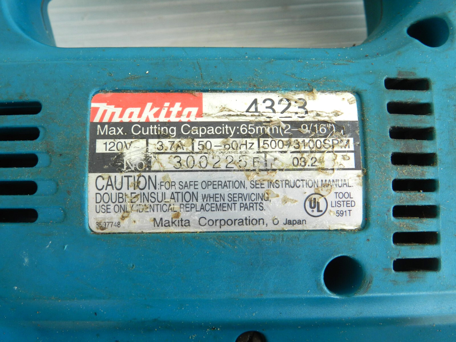 Makita 4323 – Corded Variable Speed Top Handle Jig Saw 3.7 AMP – TESTED