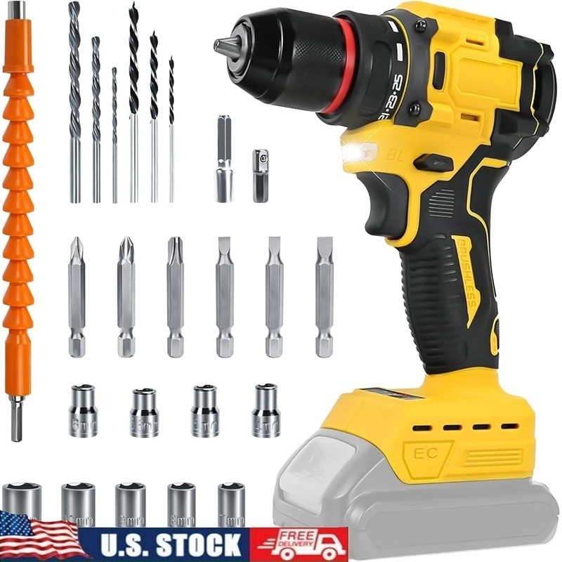 Cordless Drill Driver 20V Brushless 25 1 Torque 2 Speed 60N.M 3/8 Chuck New