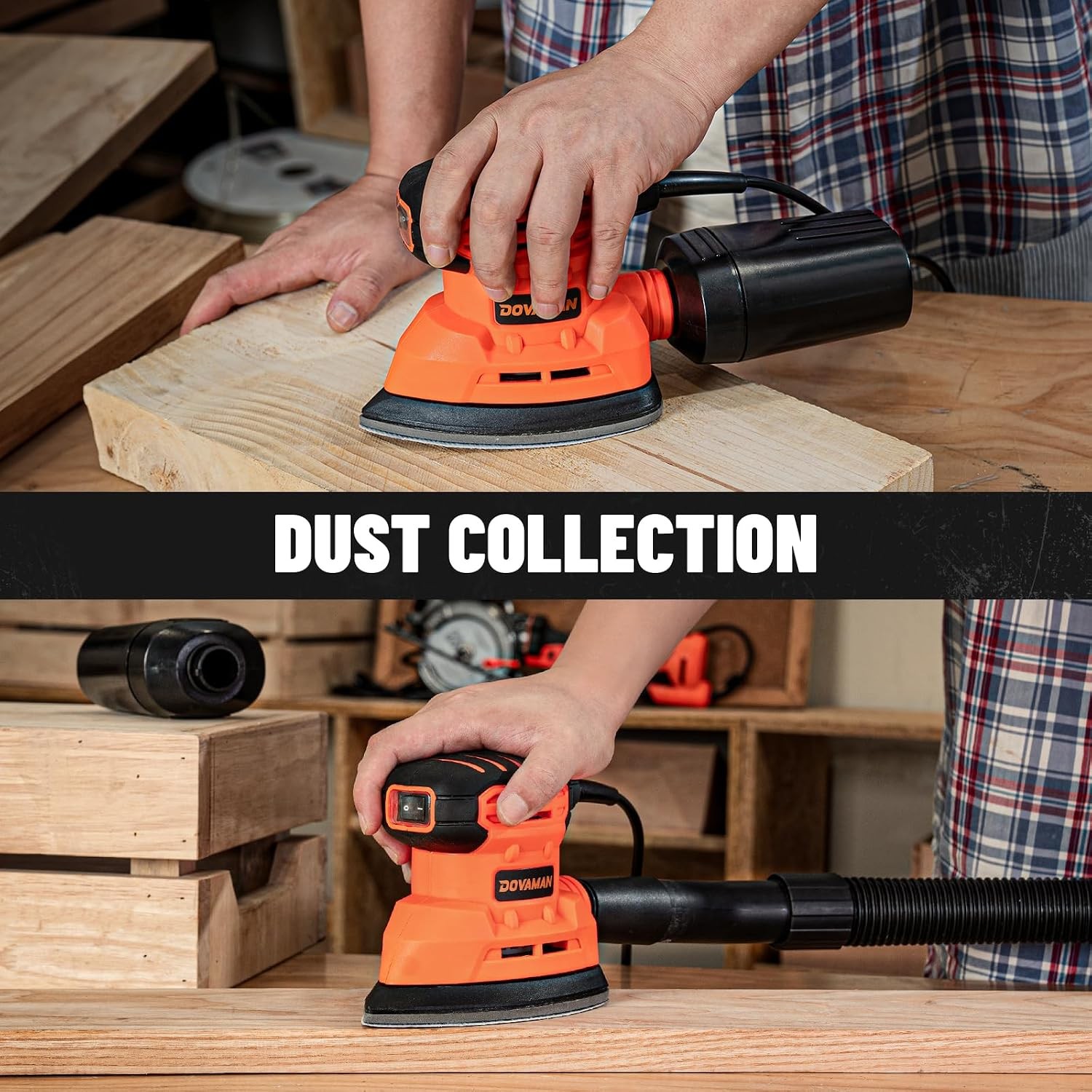 DOVAMAN 130W Detail Sander, 12000RPM Palm Sander Tool | Electric Sander with Dus