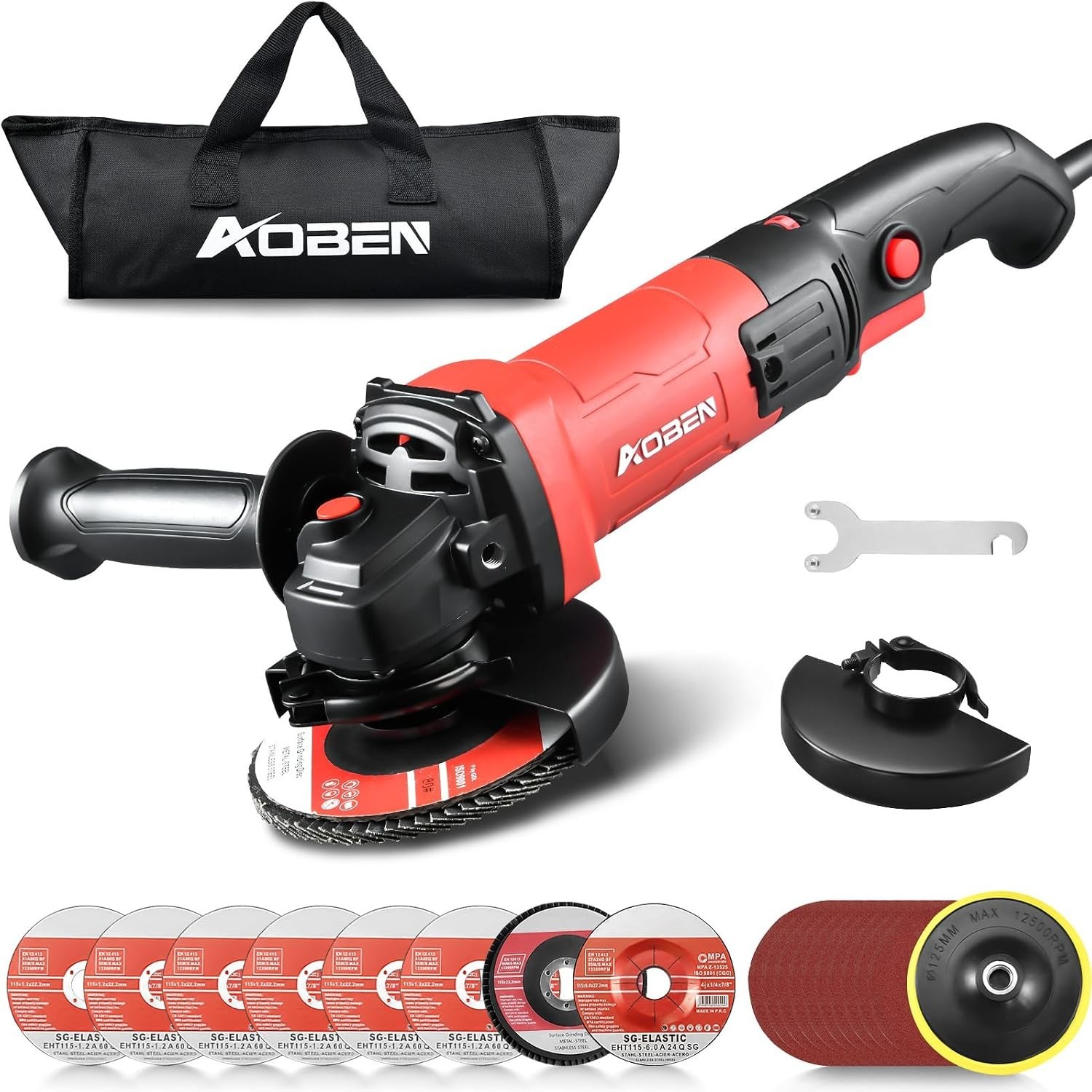 900W Angle Grinder 4-1/2 inch | 7.5Amp, 11000 RPM, 6-Speed Corded Electric Cu…