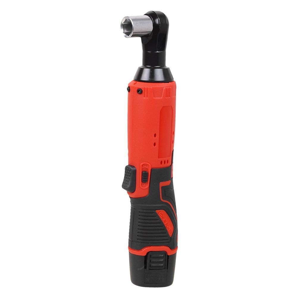3/8&Prime; Cordless Ratchet Right Angle Wrench Impact Power Tool 2x Battery &7 Socket