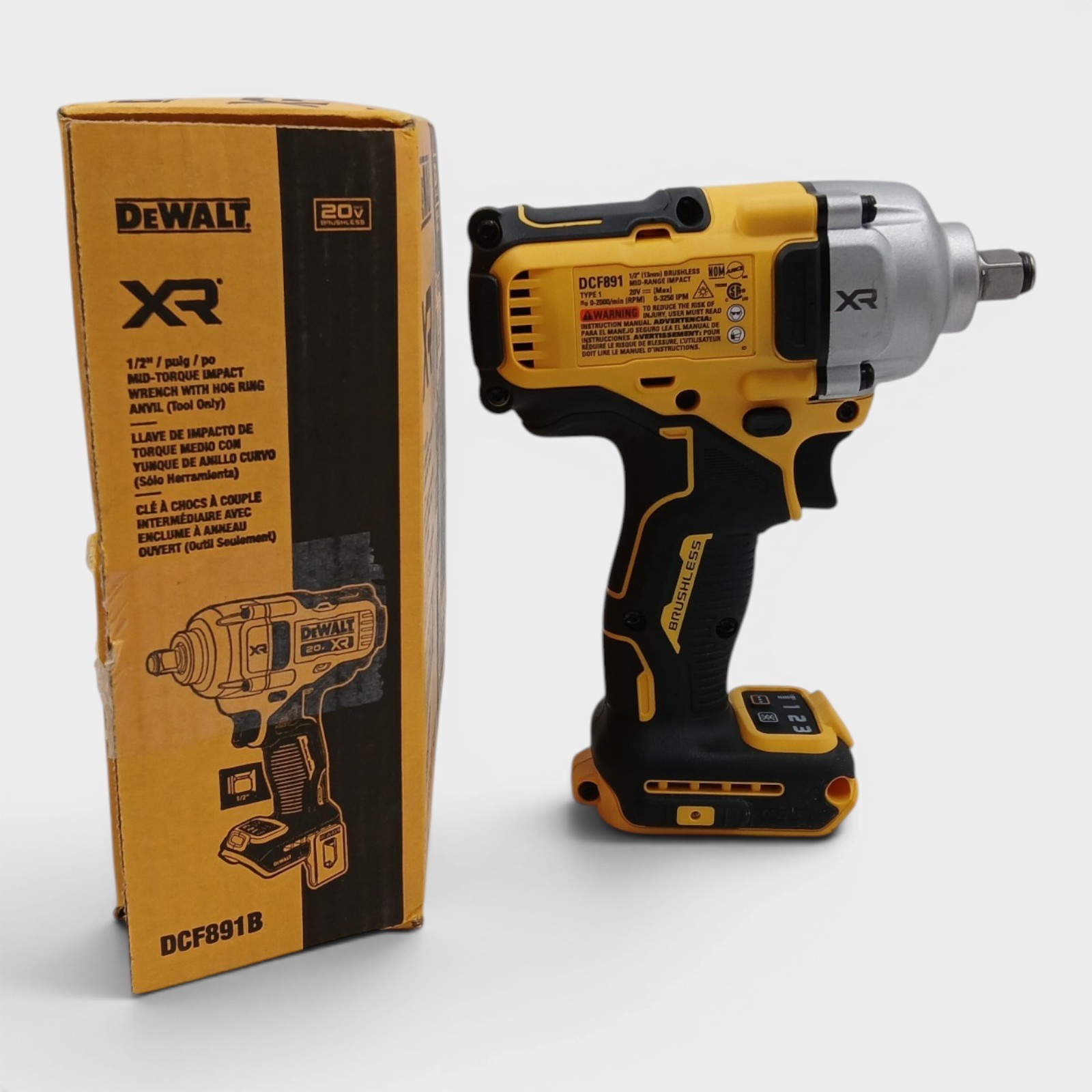 DeWalt 20V MAX XR Cordless 1/2&Prime; (13mm) Mid-Range Impact Wrench – Tool Only (Unte