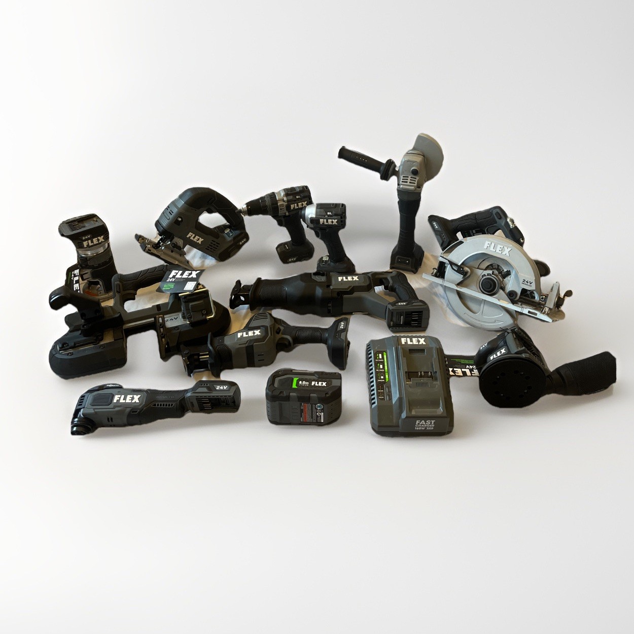 Flex 24v Power Tool Kit 13 Peice Set. 11 Tools, 8ah Battery & Charger