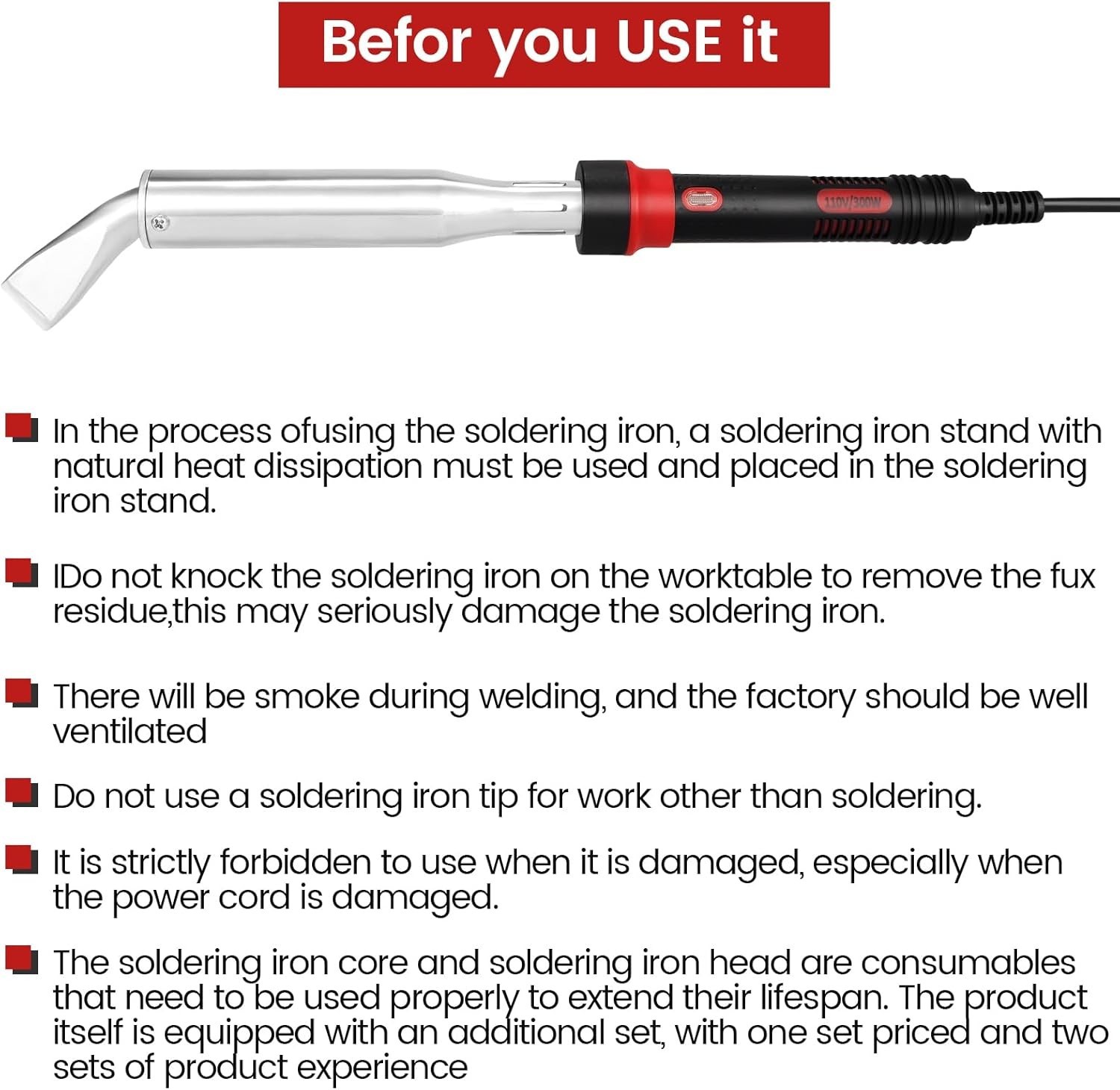 Professional 300W Soldering Iron – Easy Operation for Metal Welding & DIY Tasks
