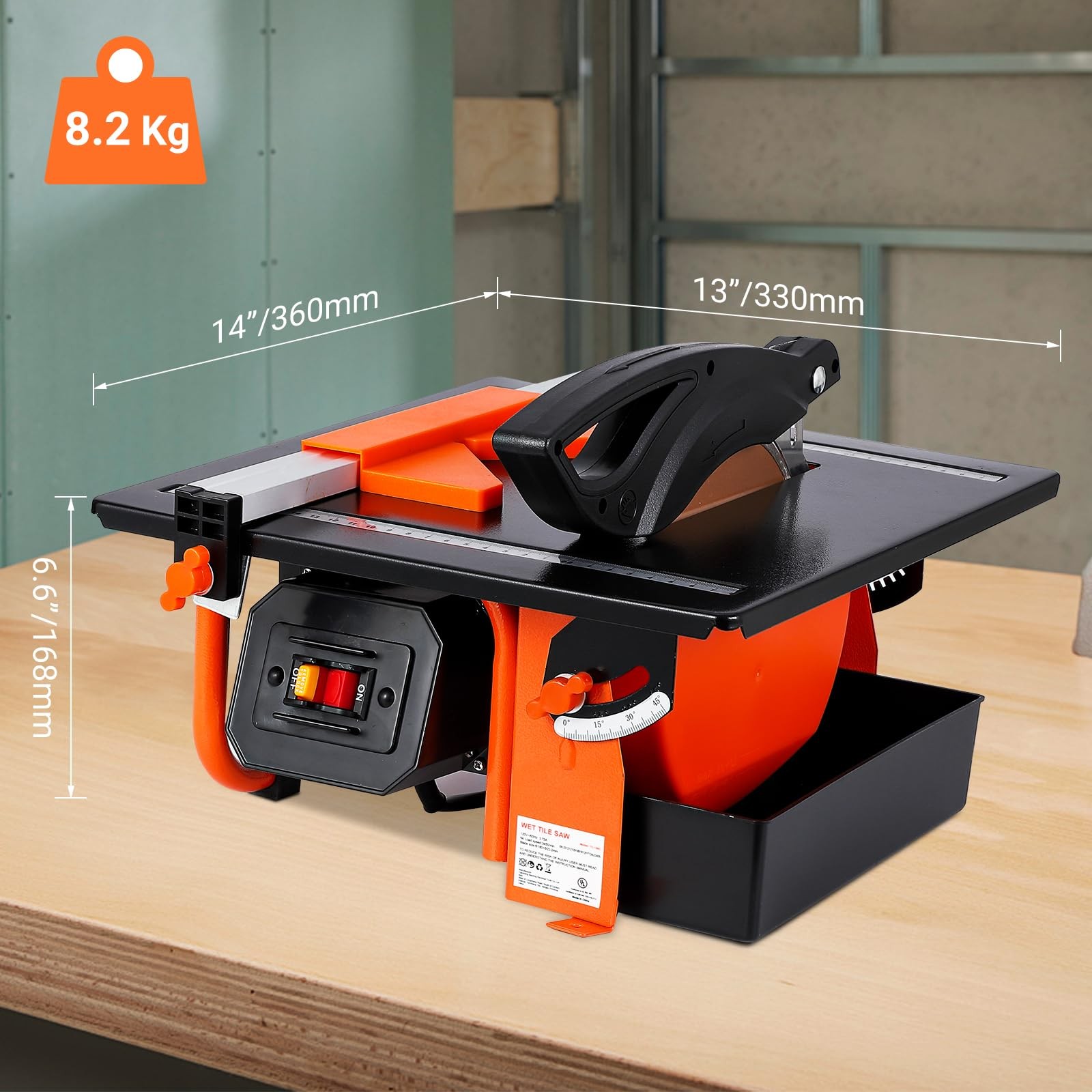 7in Wet Tile Saw 3450 RPM Bevel Cuts Tile From 0-45 Degrees Tile Cutter Wet Saw