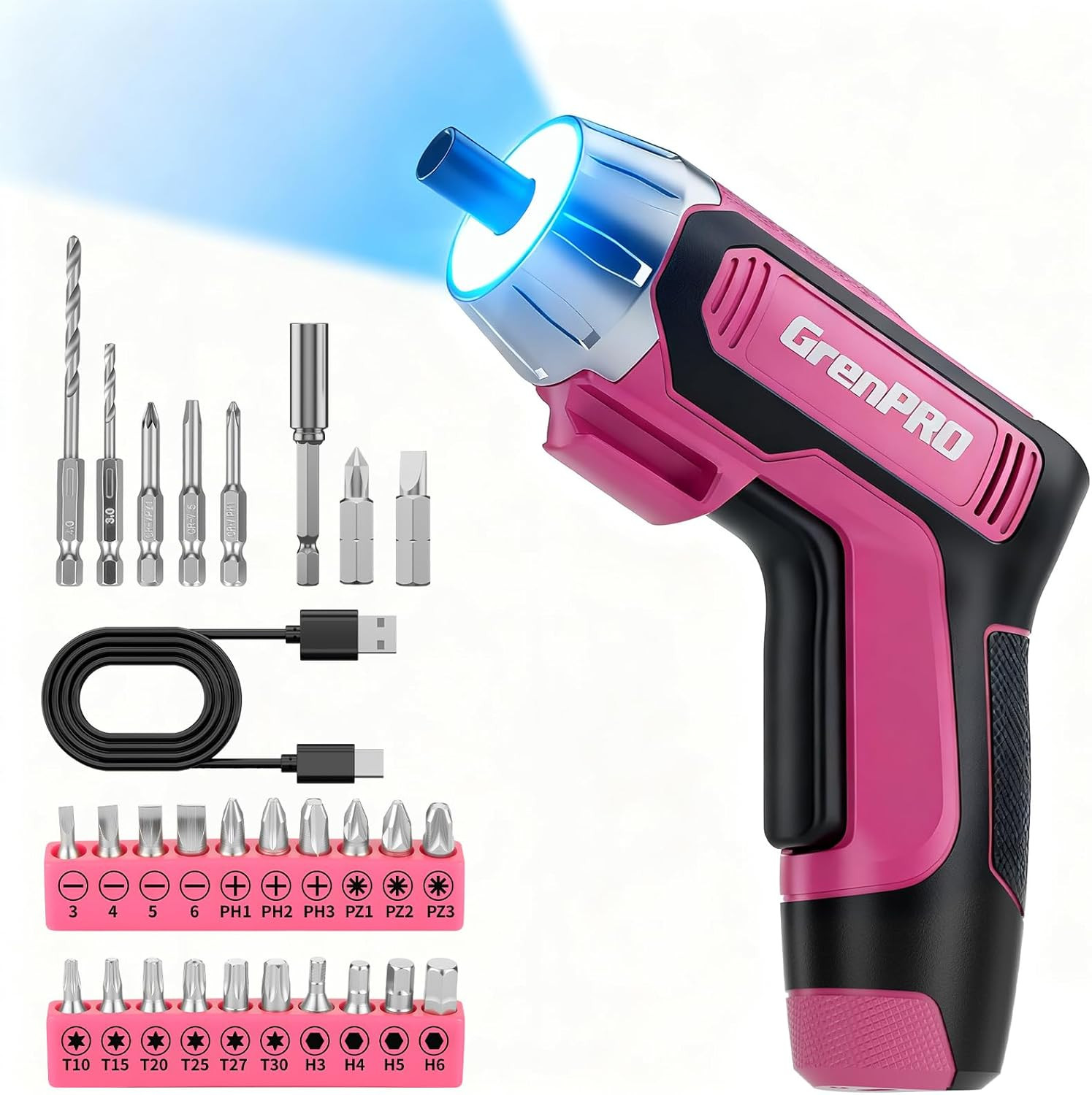 4V Electric Screwdriver Rechargeable 29pcs, Cordless Screwdriver, USB Small P…