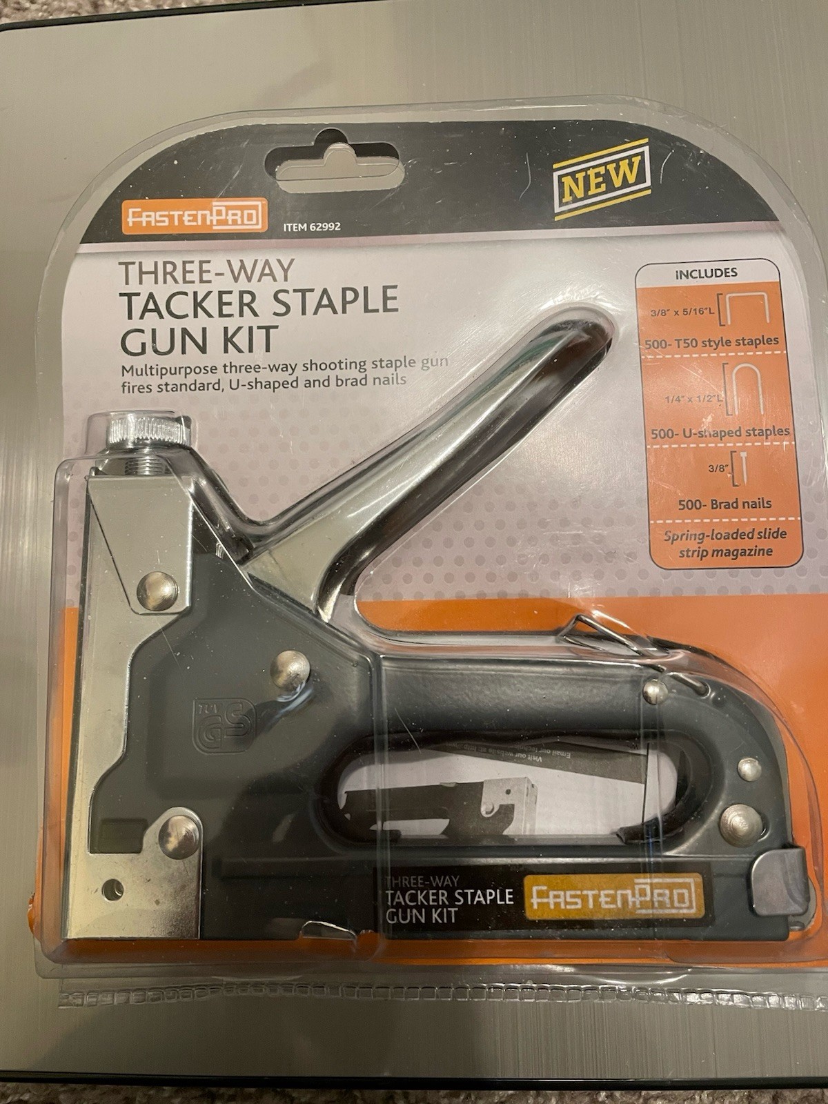 FastenPro Three-Way Tacker Staple Gun T50 3/8&Prime; 1/4&Prime; 62992 b11